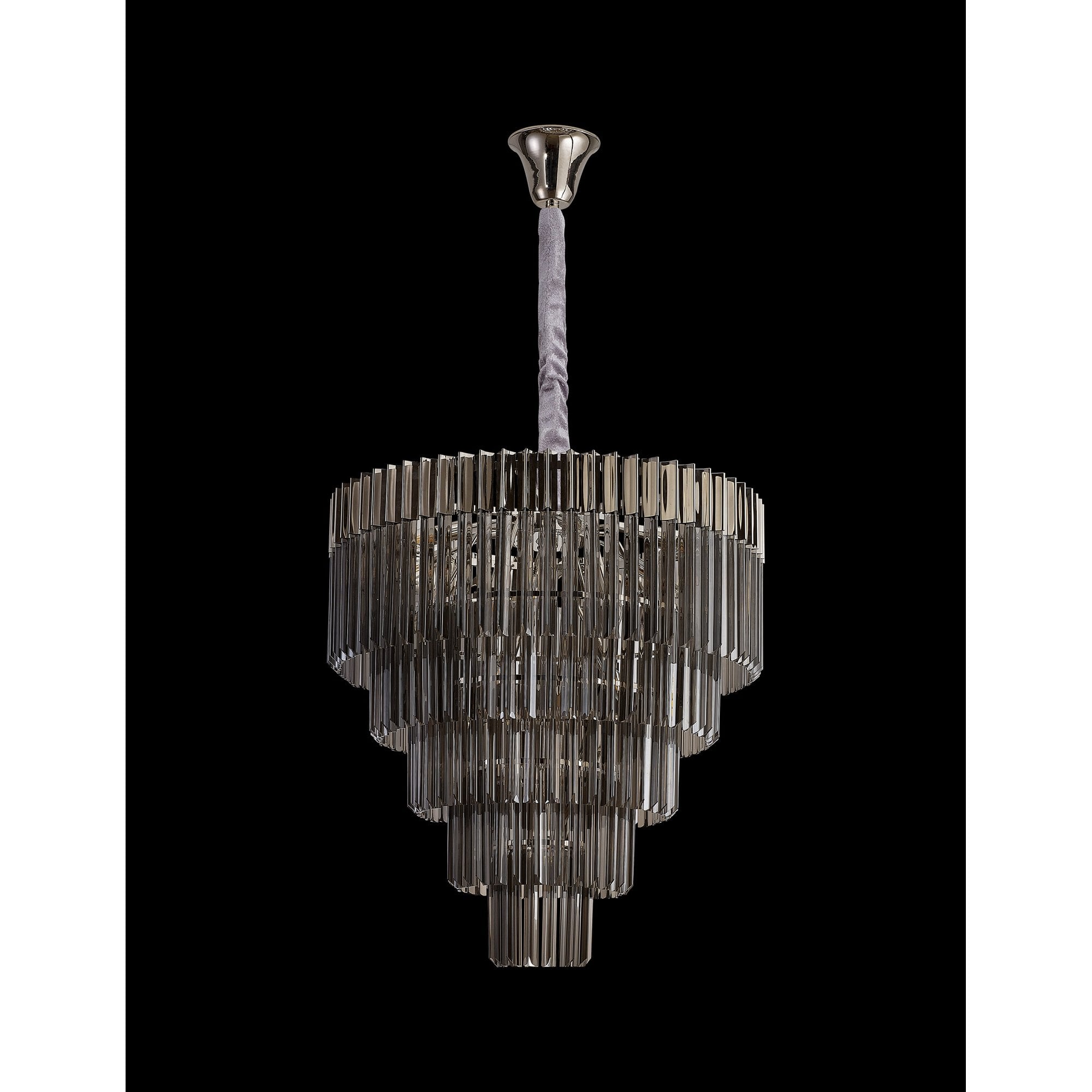 NL84449 Vienna 19 Light Round 5 Tier Pendant Polished Nickel Smoked