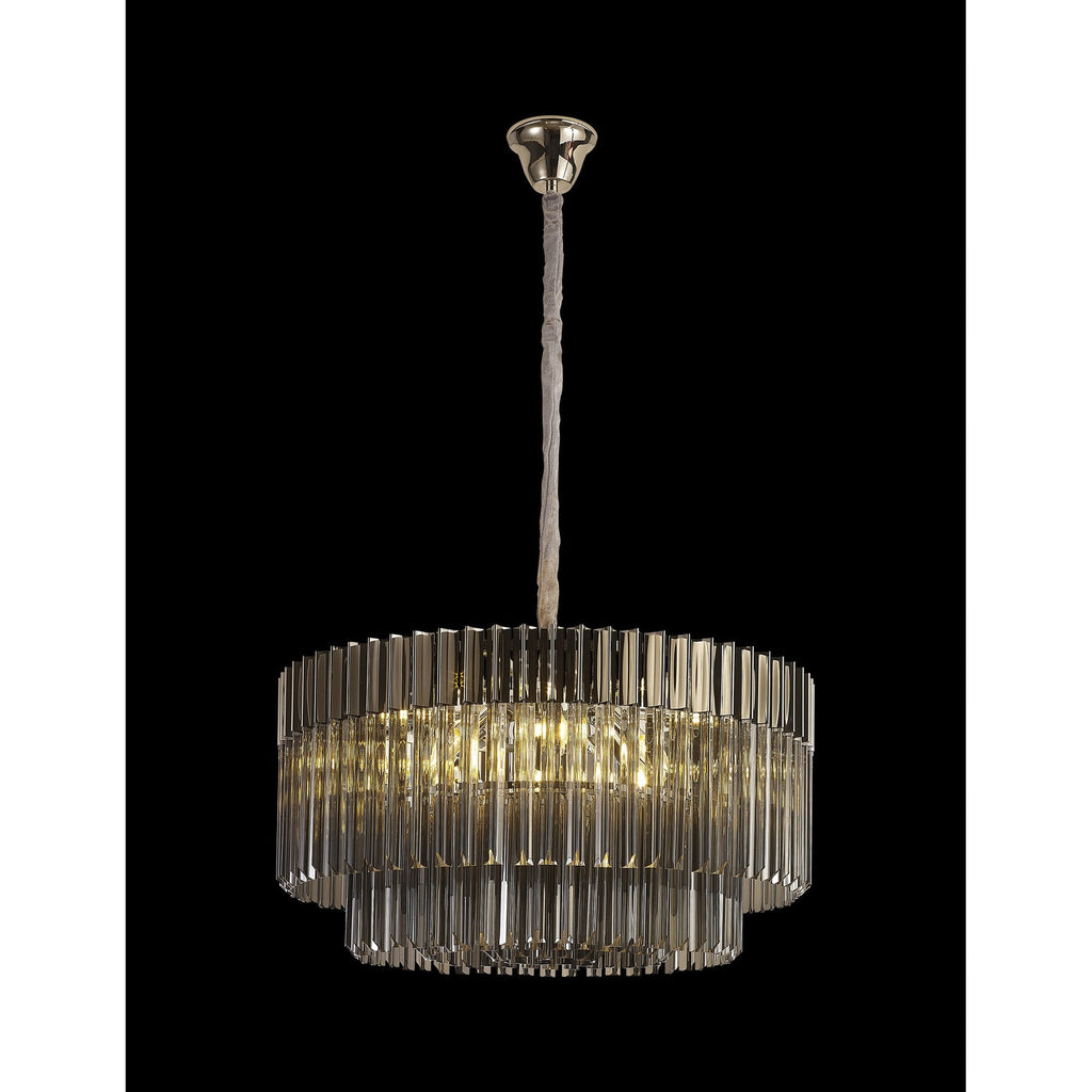 NL84459 Vienna 12 Light Round Pendant Polished Nickel Smoked