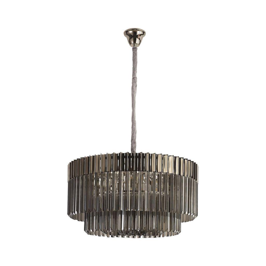 NL84459 Vienna 12 Light Round Pendant Polished Nickel Smoked