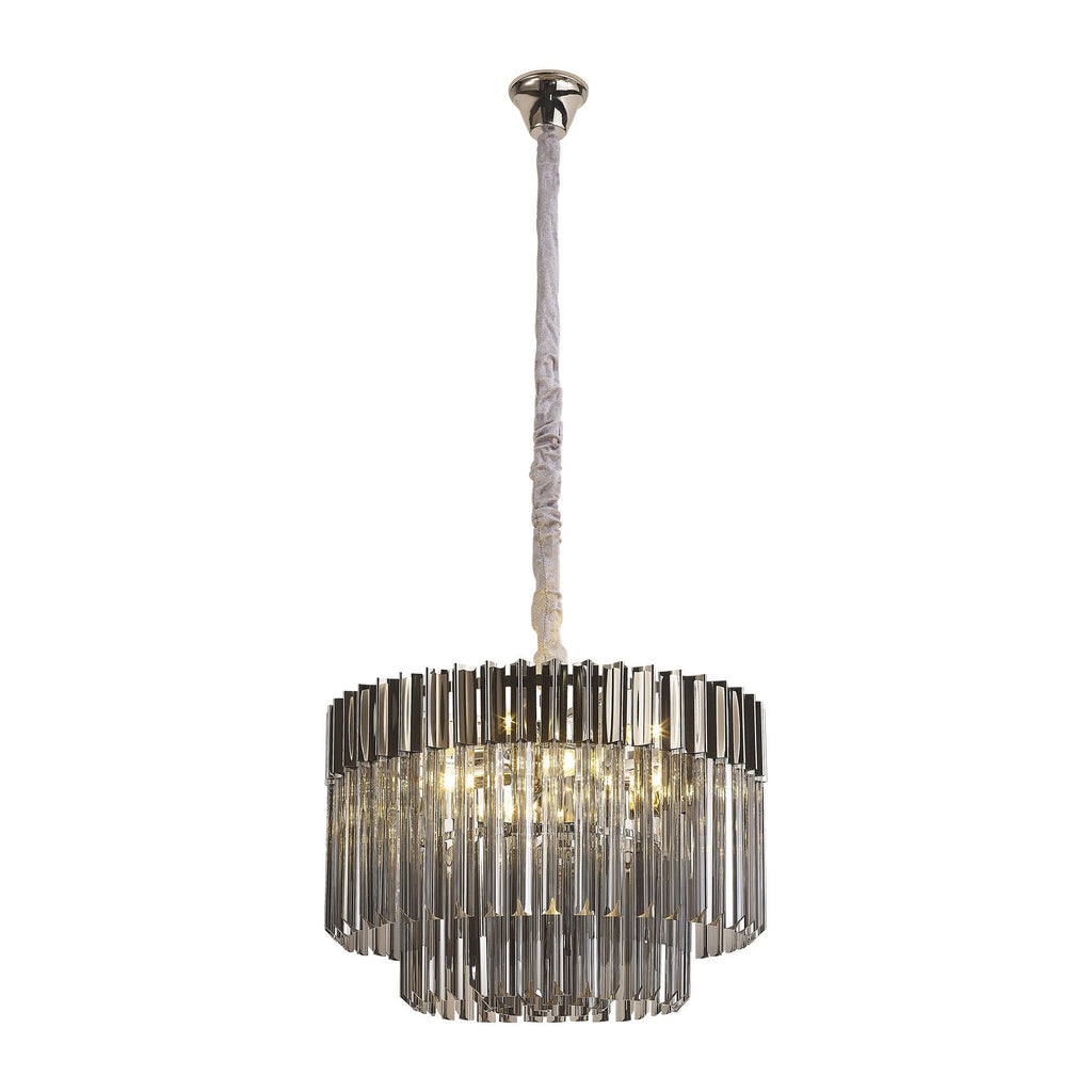 NL84469 Vienna 8 Light Round Pendant Polished Nickel Smoked