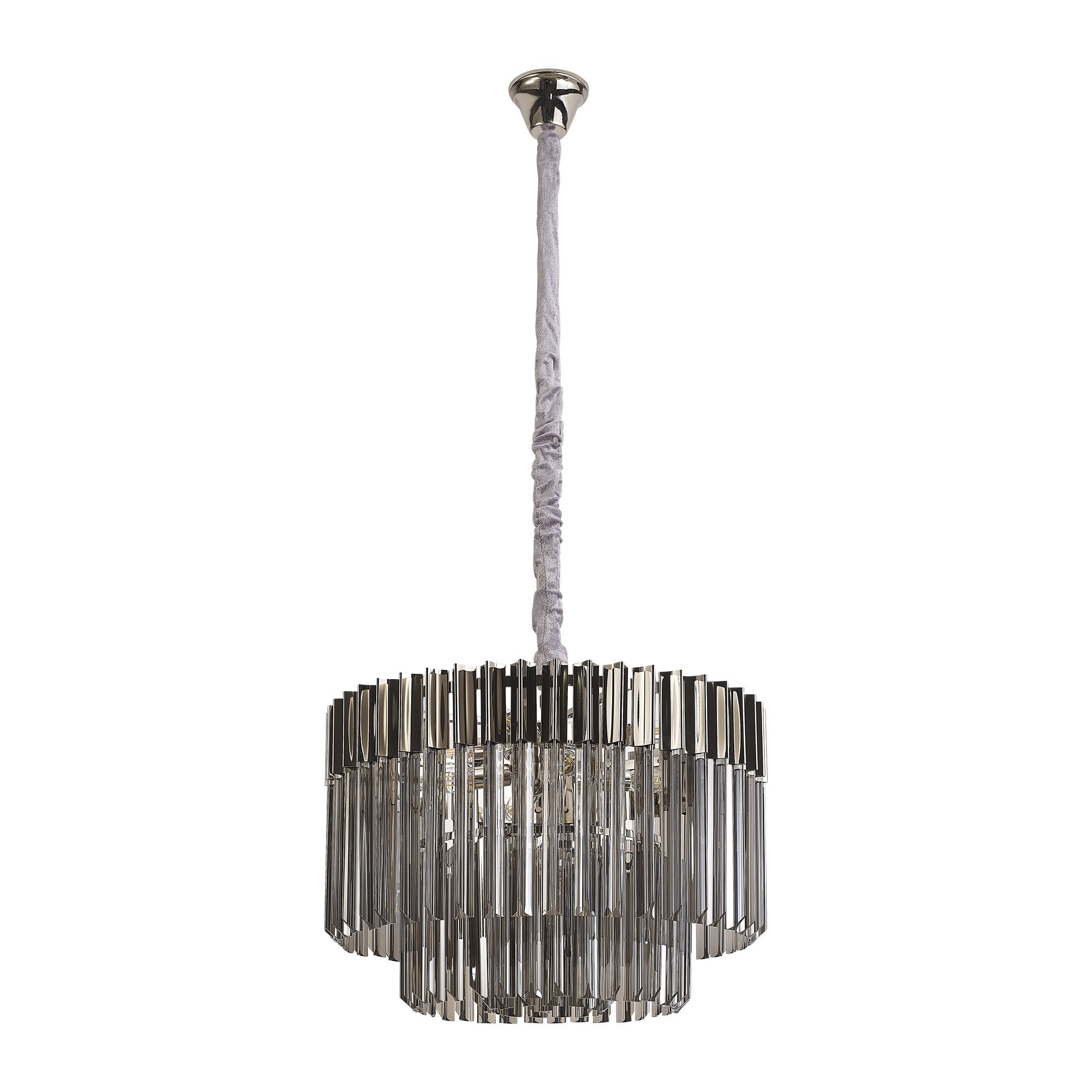 NL84469 Vienna 8 Light Round Pendant Polished Nickel Smoked