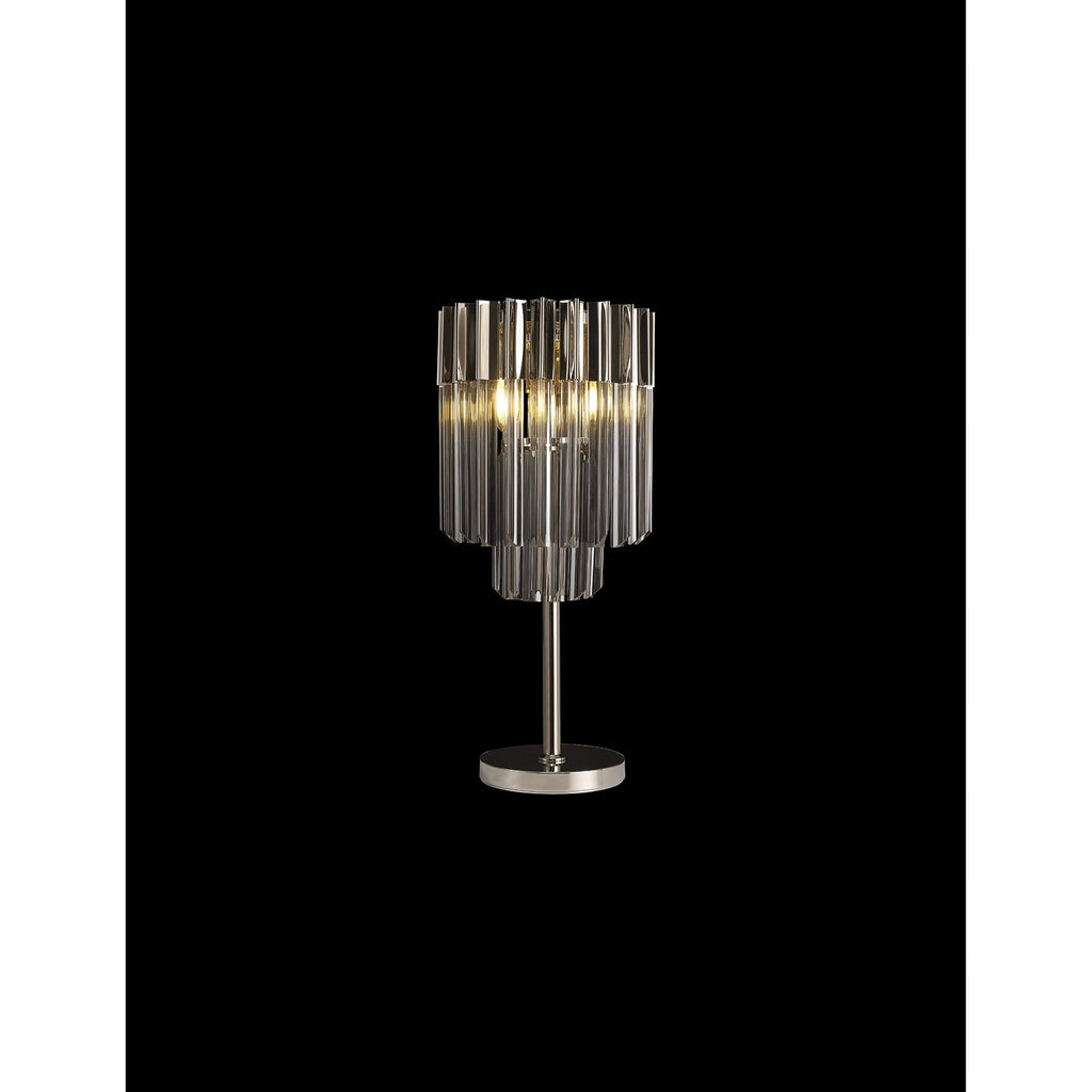 NL84489 Vienna 3 Light Table Lamp Polished Nickel Smoked