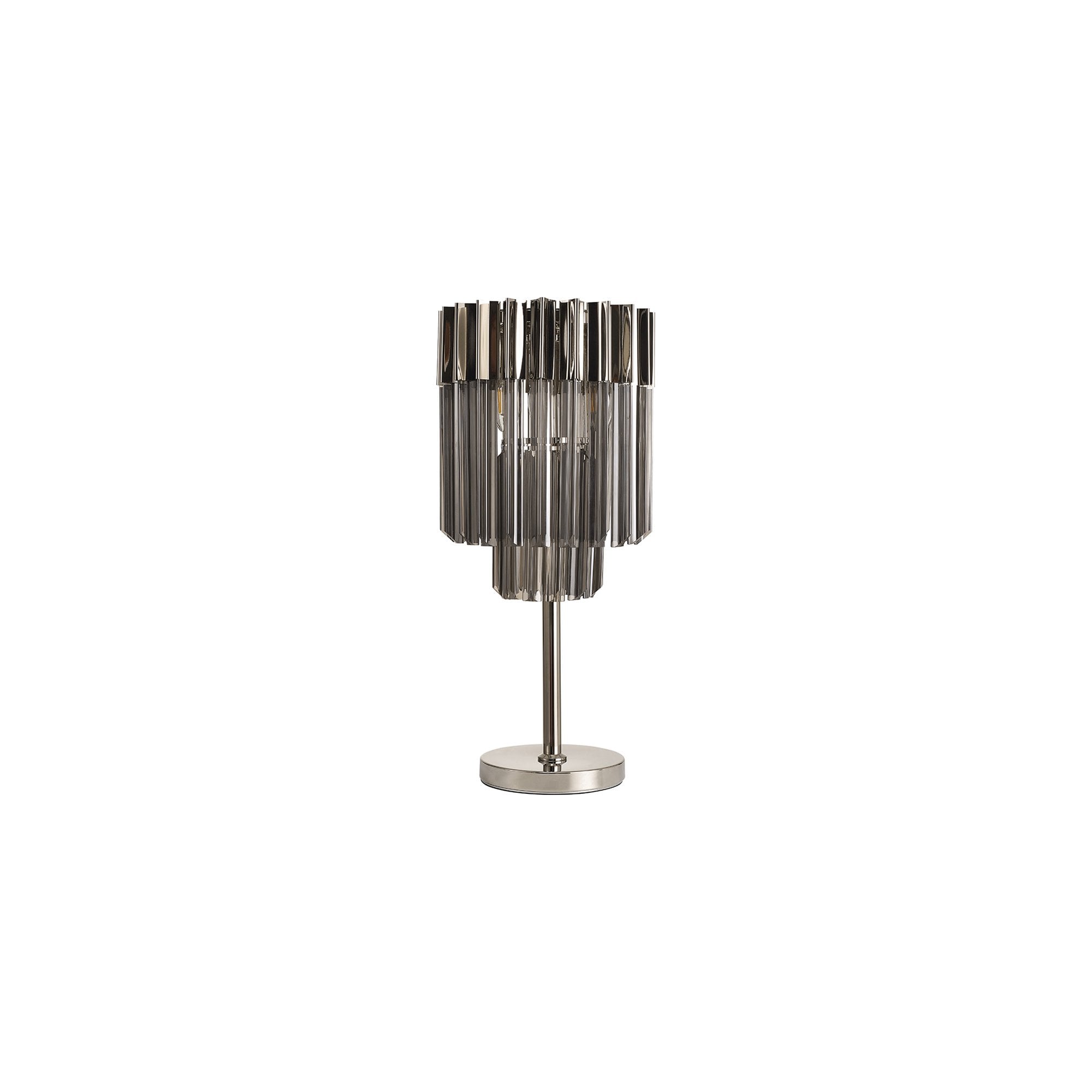 NL84489 Vienna 3 Light Table Lamp Polished Nickel Smoked