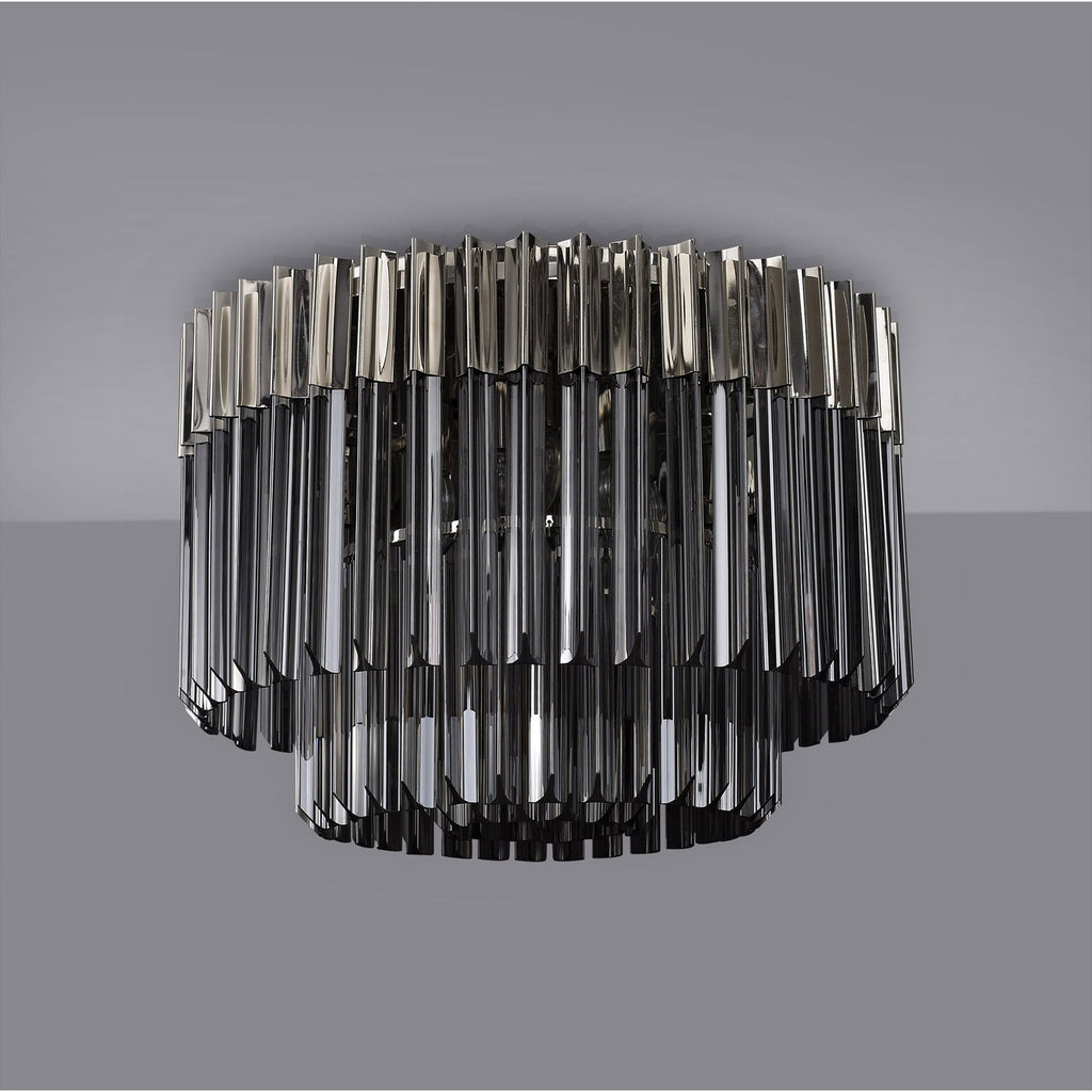 NL84519 Vienna 7 Light Ceiling Light Polished Nickel Smoked