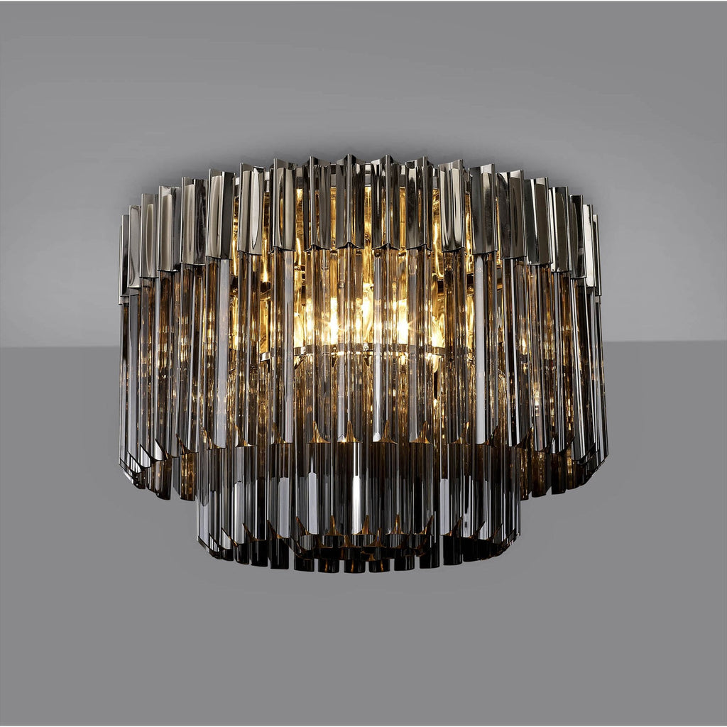 NL84519 Vienna 7 Light Ceiling Light Polished Nickel Smoked