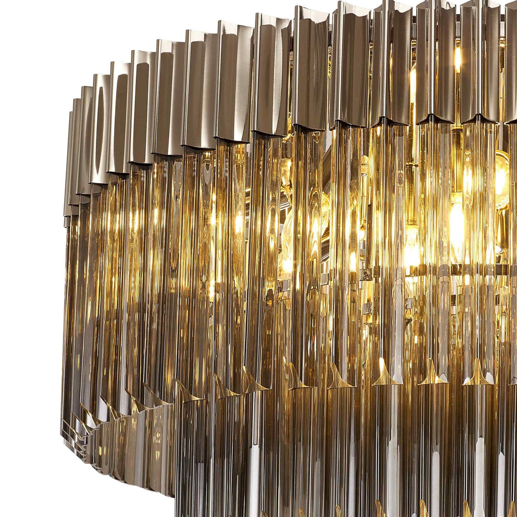 NL84529 Vienna 12 Light Ceiling Light Polished Nickel Smoked