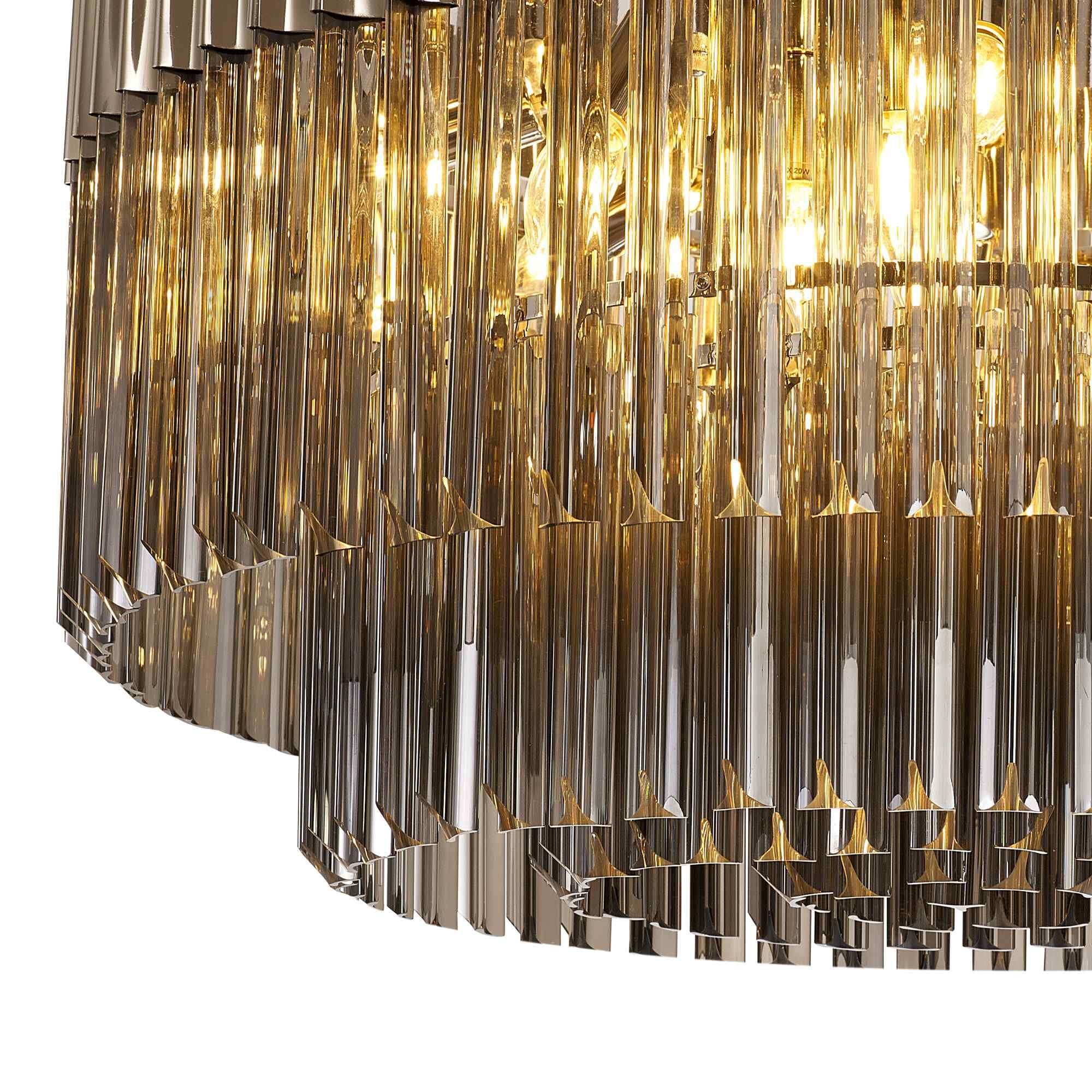 NL84529 Vienna 12 Light Ceiling Light Polished Nickel Smoked