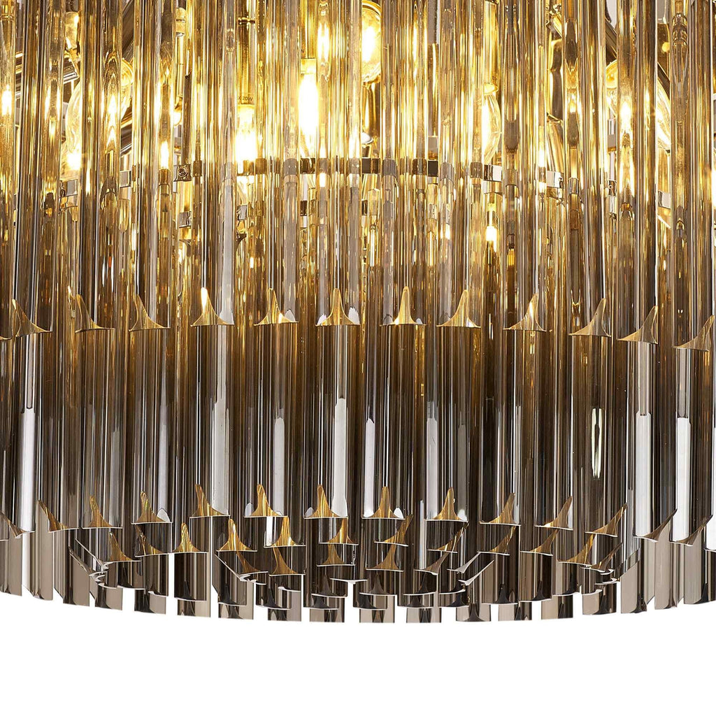 NL84529 Vienna 12 Light Ceiling Light Polished Nickel Smoked