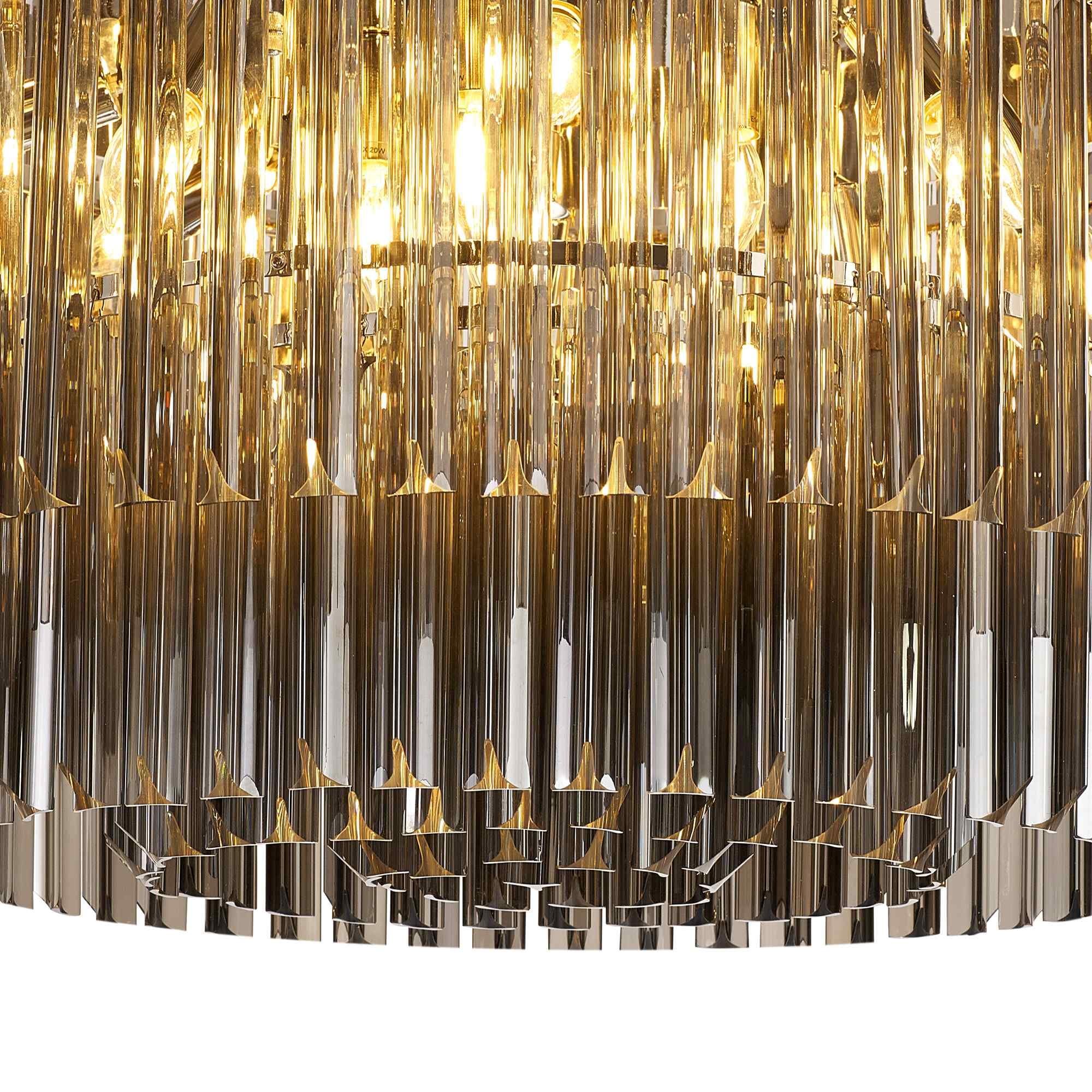 NL84529 Vienna 12 Light Ceiling Light Polished Nickel Smoked