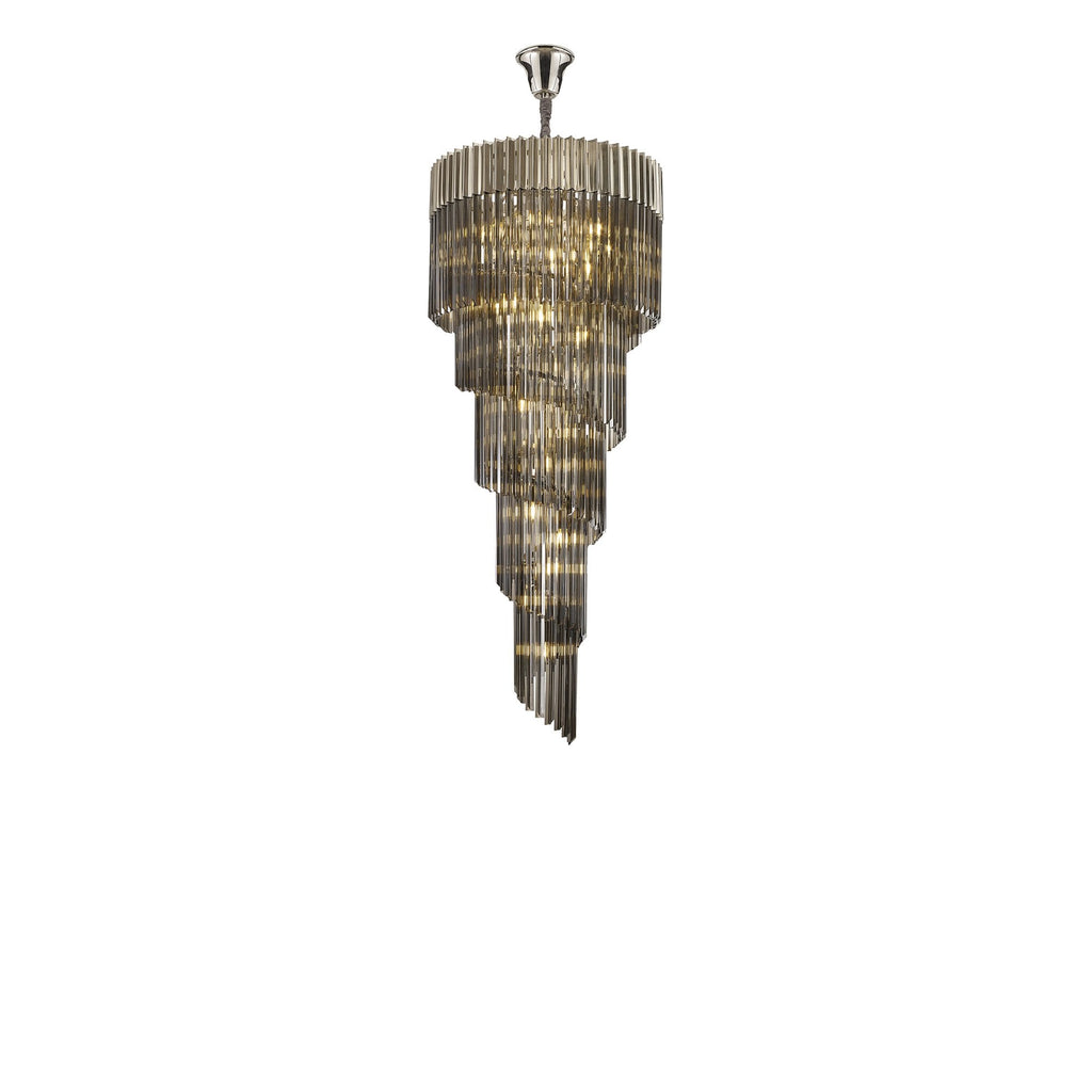NL84539 Vienna 23 Light Round 5 Tier Pendant Polished Nickel Smoked