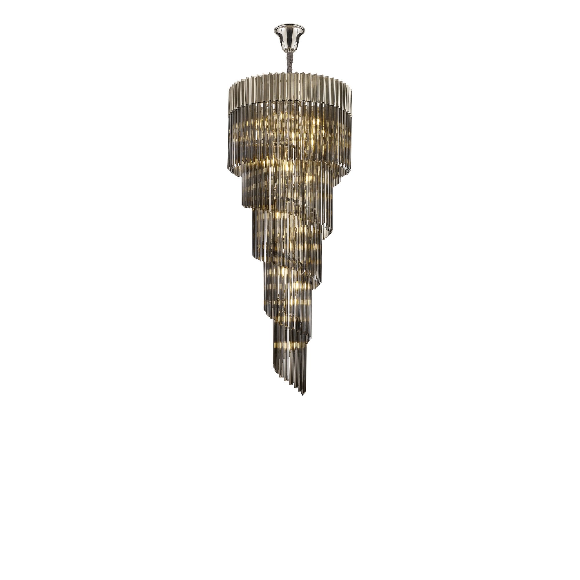 NL84539 Vienna 23 Light Round 5 Tier Pendant Polished Nickel Smoked