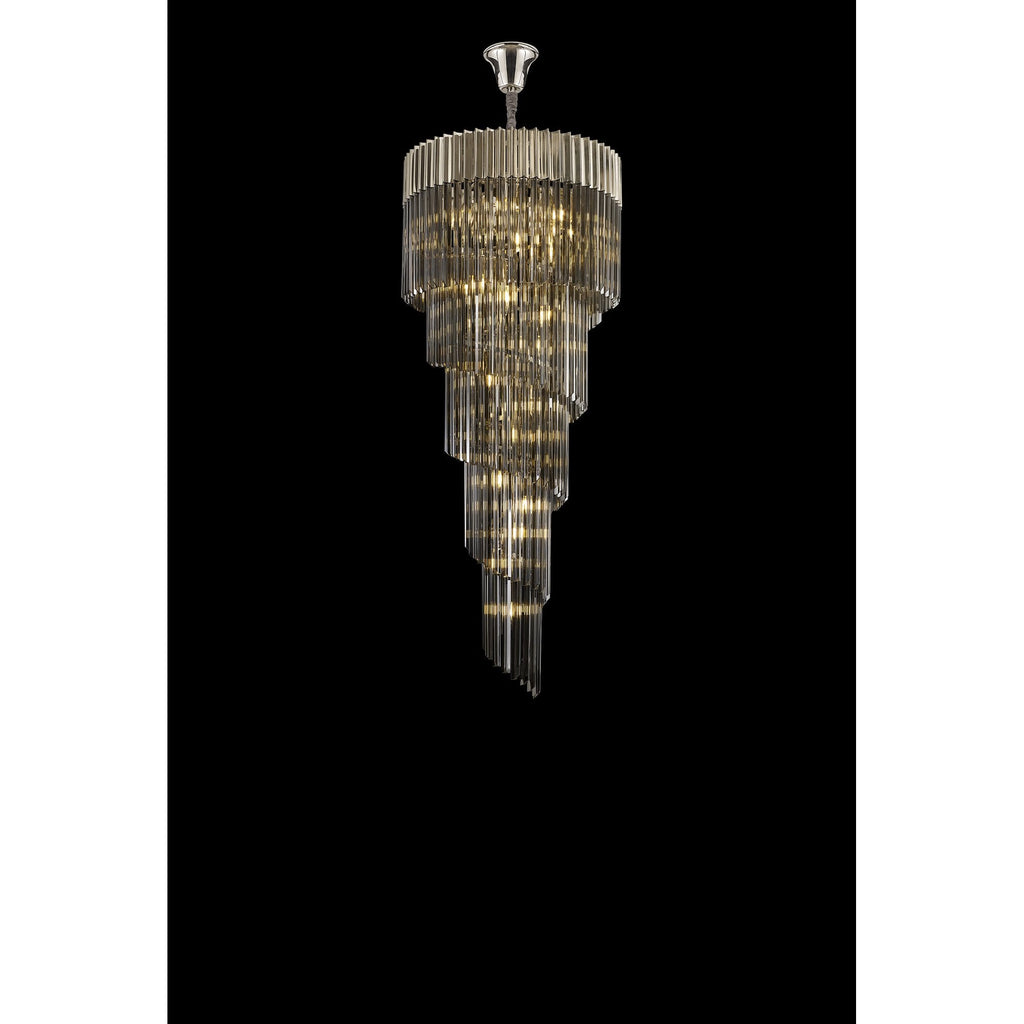 NL84539 Vienna 23 Light Round 5 Tier Pendant Polished Nickel Smoked