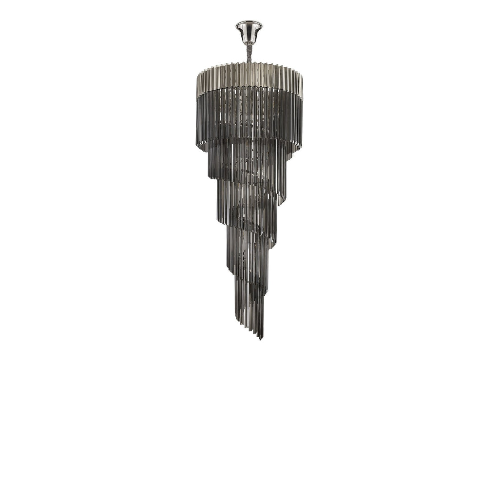 NL84539 Vienna 23 Light Round 5 Tier Pendant Polished Nickel Smoked