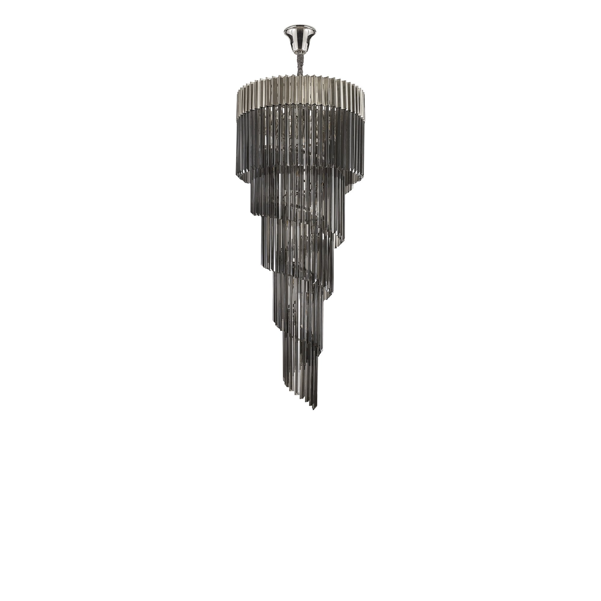 NL84539 Vienna 23 Light Round 5 Tier Pendant Polished Nickel Smoked