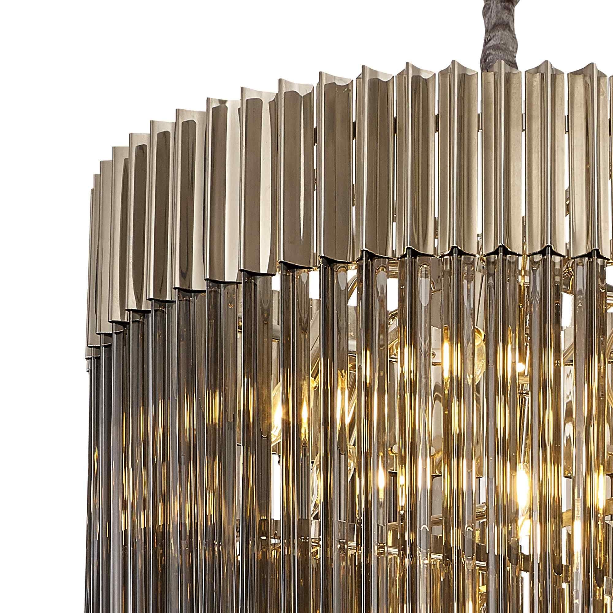 NL84539 Vienna 23 Light Round 5 Tier Pendant Polished Nickel Smoked