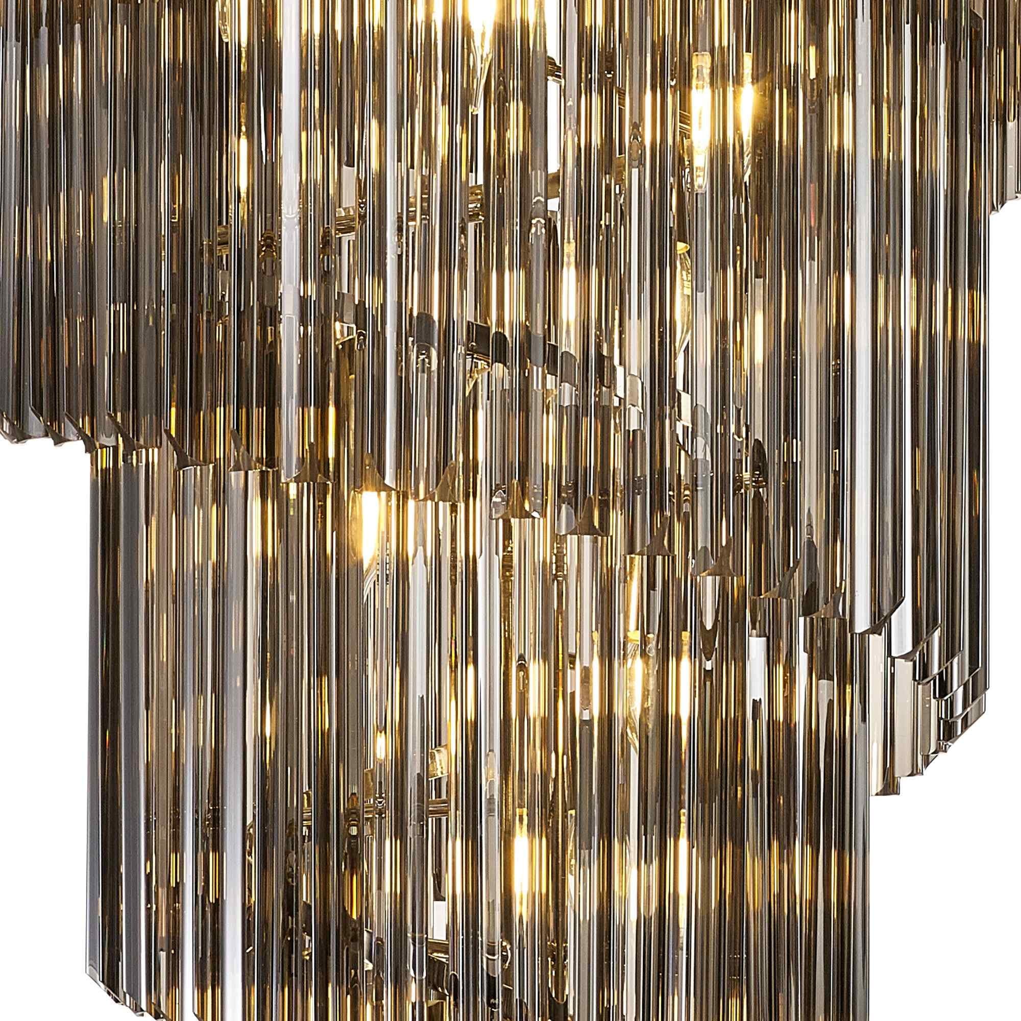 NL84539 Vienna 23 Light Round 5 Tier Pendant Polished Nickel Smoked