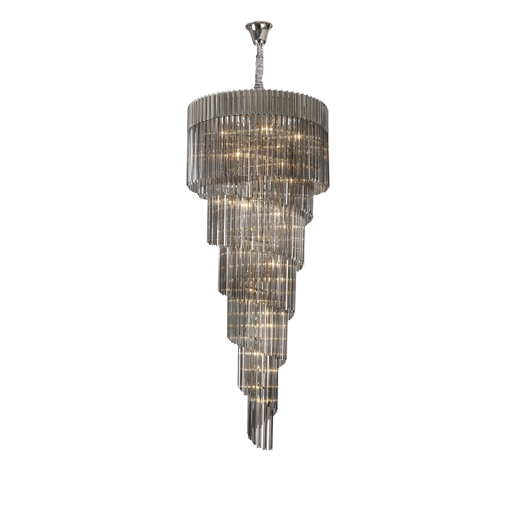 NL84549 Vienna 31 Light Round 7 Tier Pendant Polished Nickel Smoked