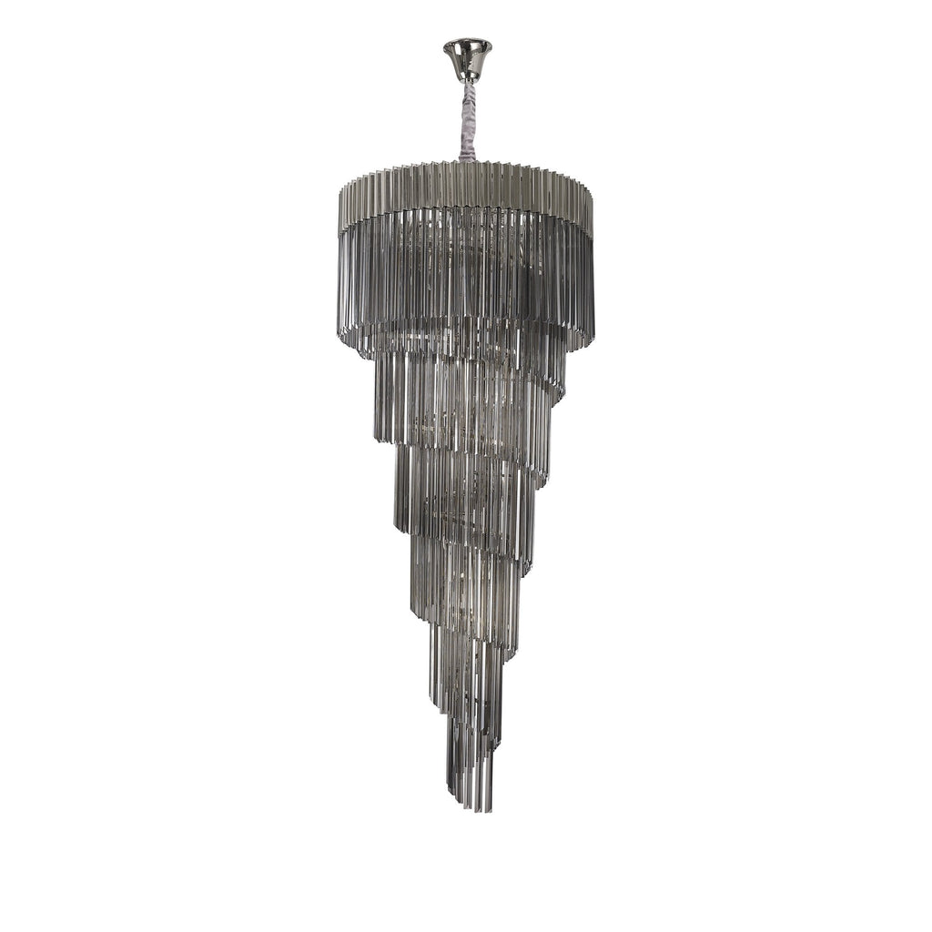 NL84549 Vienna 31 Light Round 7 Tier Pendant Polished Nickel Smoked