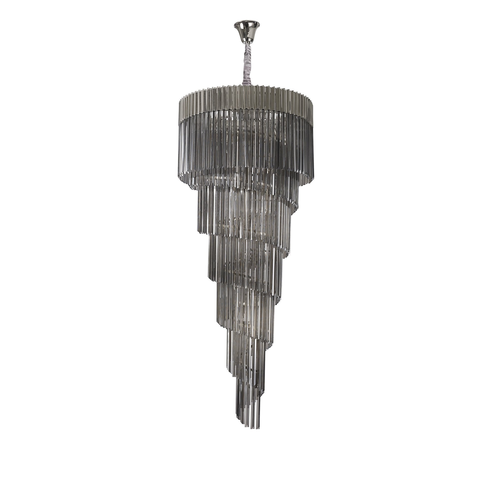 NL84549 Vienna 31 Light Round 7 Tier Pendant Polished Nickel Smoked