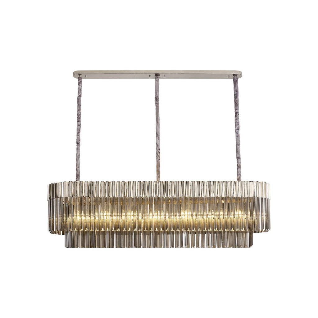 NL84569 Vienna 7 Light Rectangle Pendant Polished Nickel Smoked