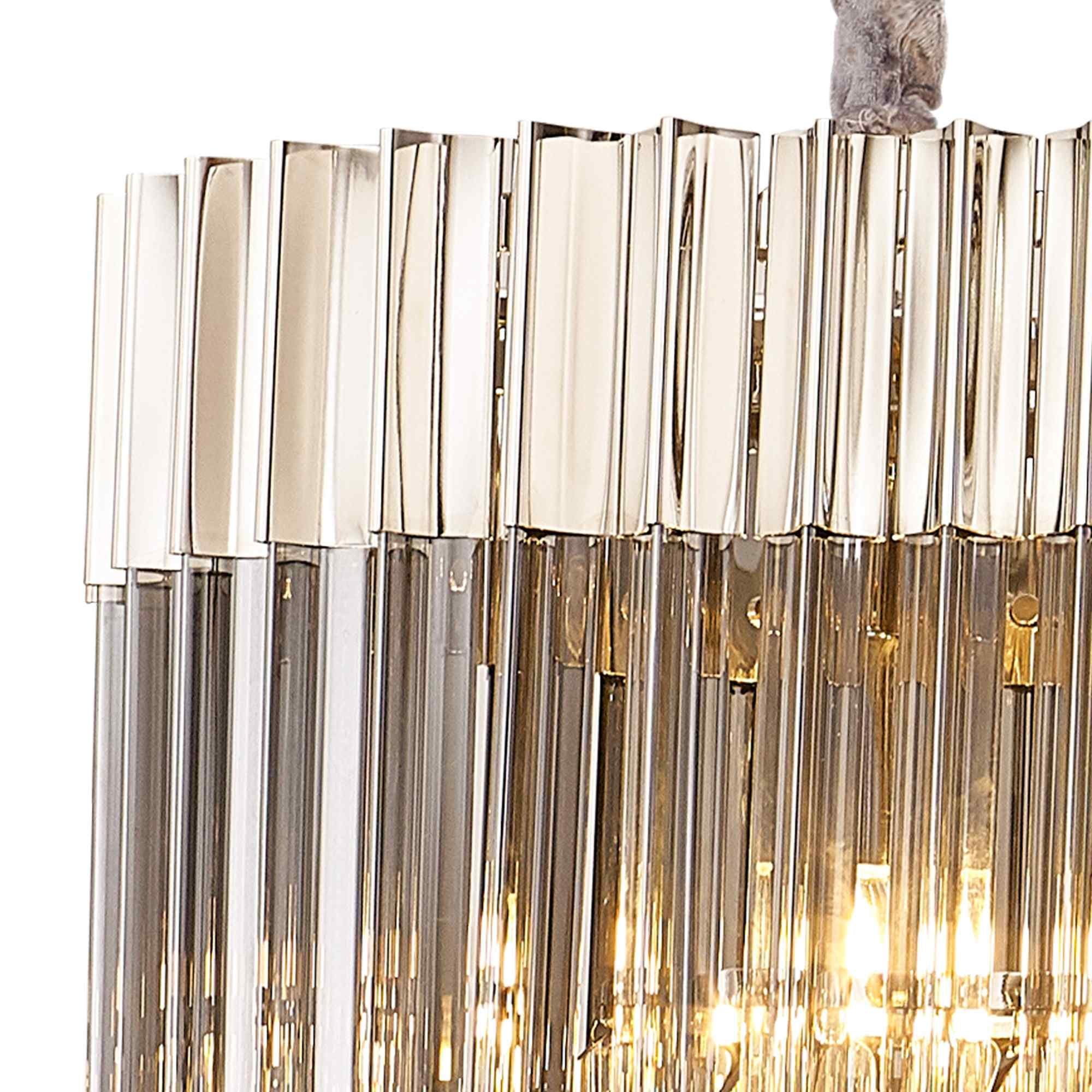 NL84569 Vienna 7 Light Rectangle Pendant Polished Nickel Smoked