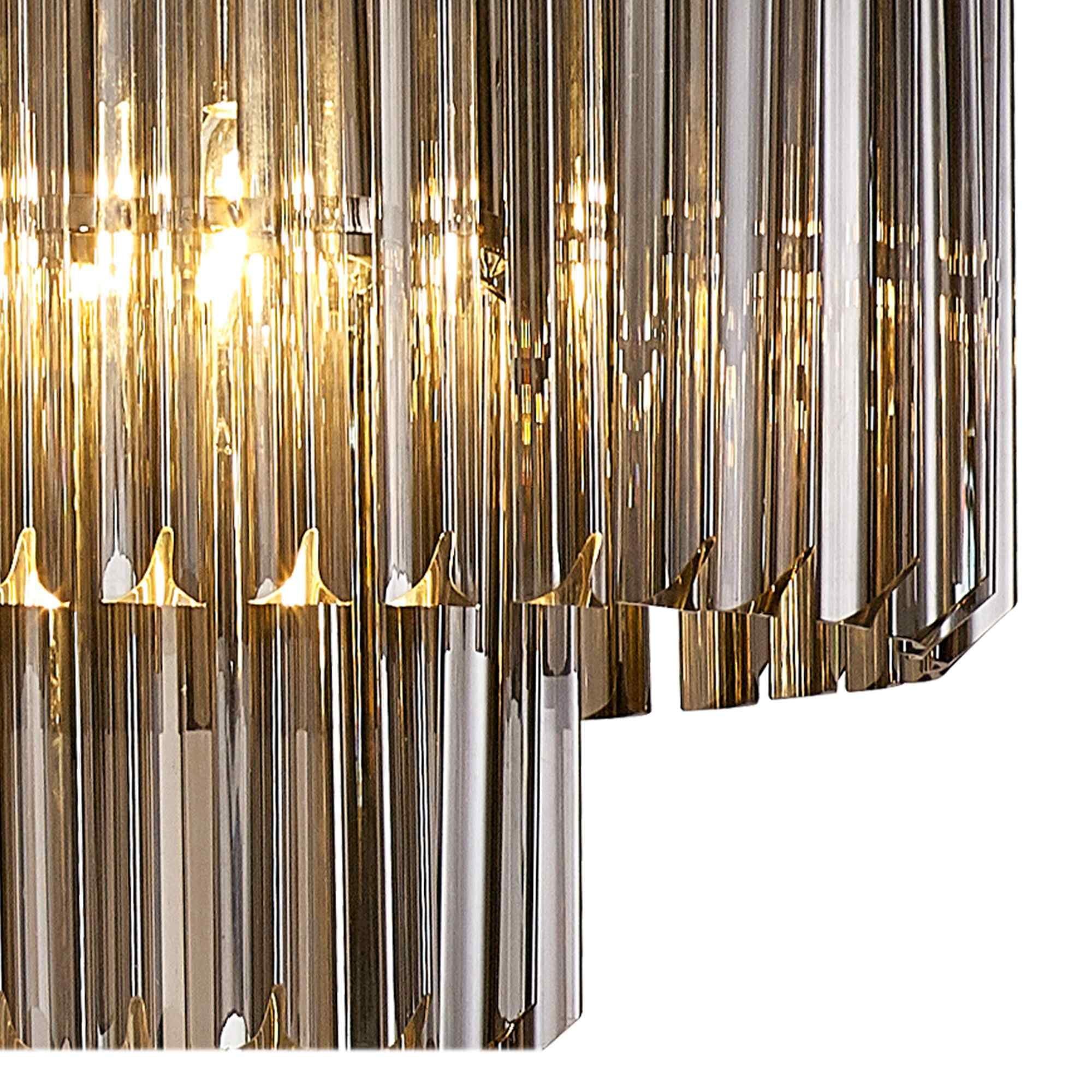 NL84569 Vienna 7 Light Rectangle Pendant Polished Nickel Smoked