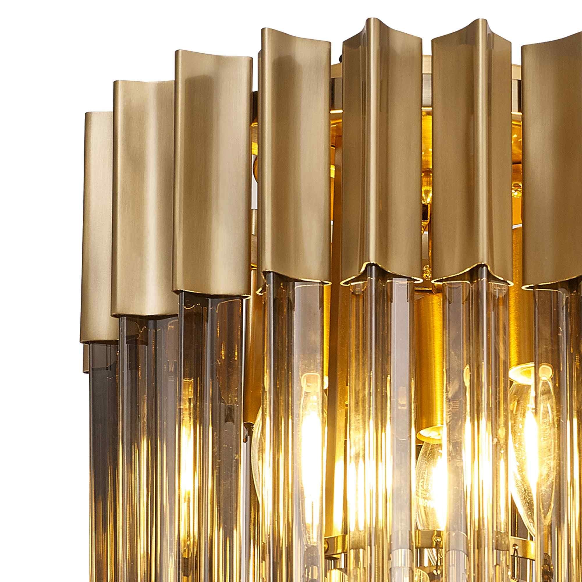 NL89329 Vienna 3 Light Ceiling Light Brass Smoked