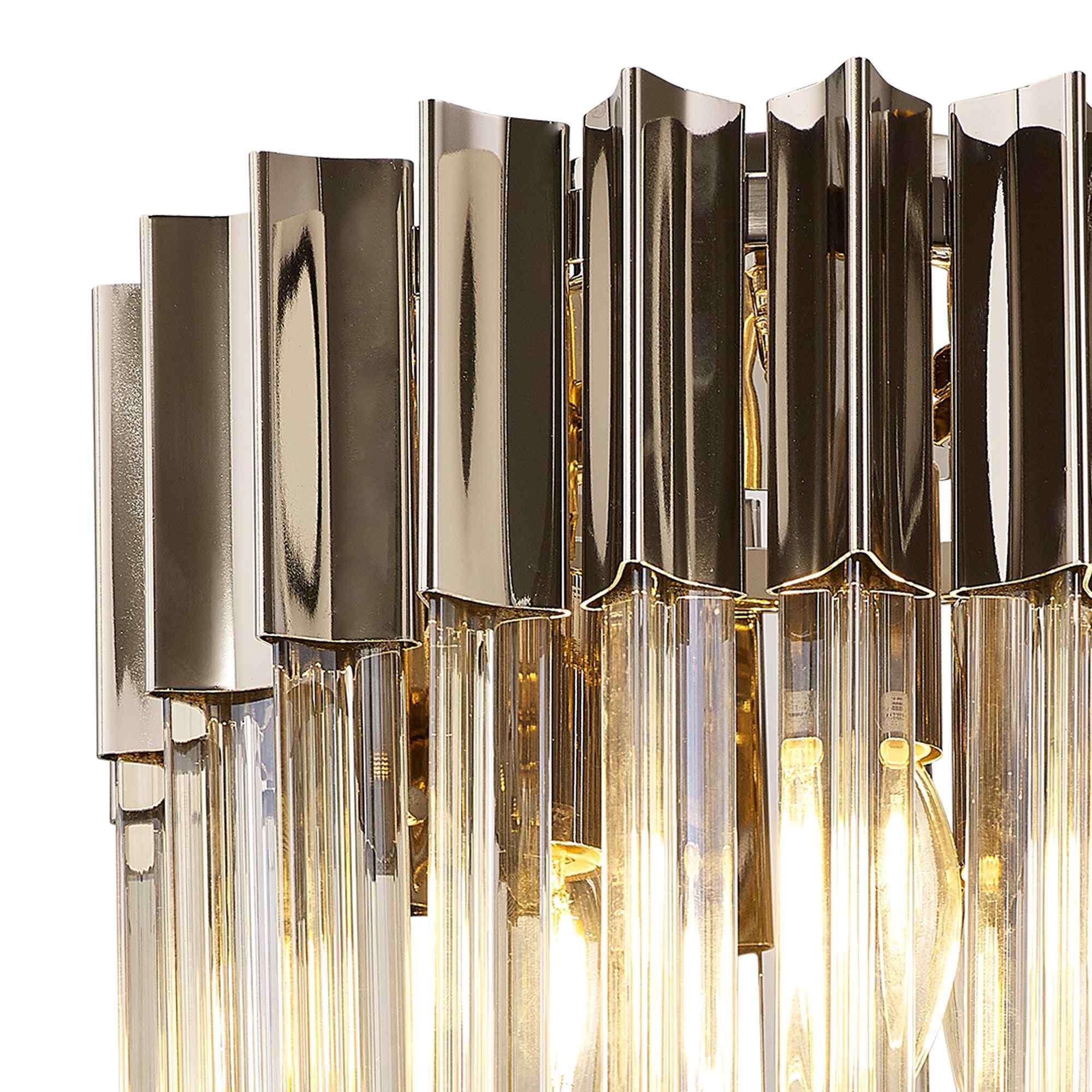 NL89349 Vienna 3 Light Ceiling Light Polished Nickel Cognac