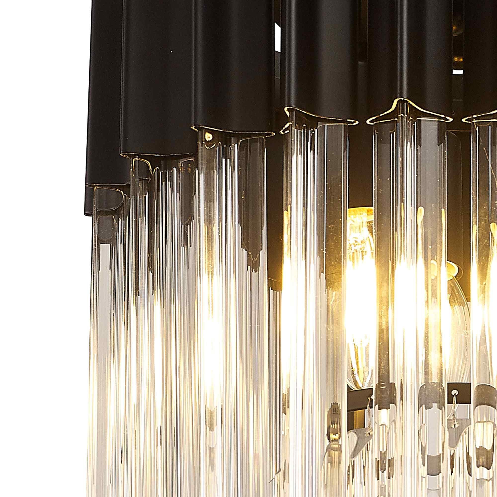 NL89359 Vienna 3 Light Ceiling Light Matt Black Clear