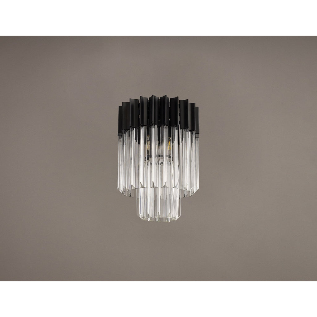 NL89359 Vienna 3 Light Ceiling Light Matt Black Clear