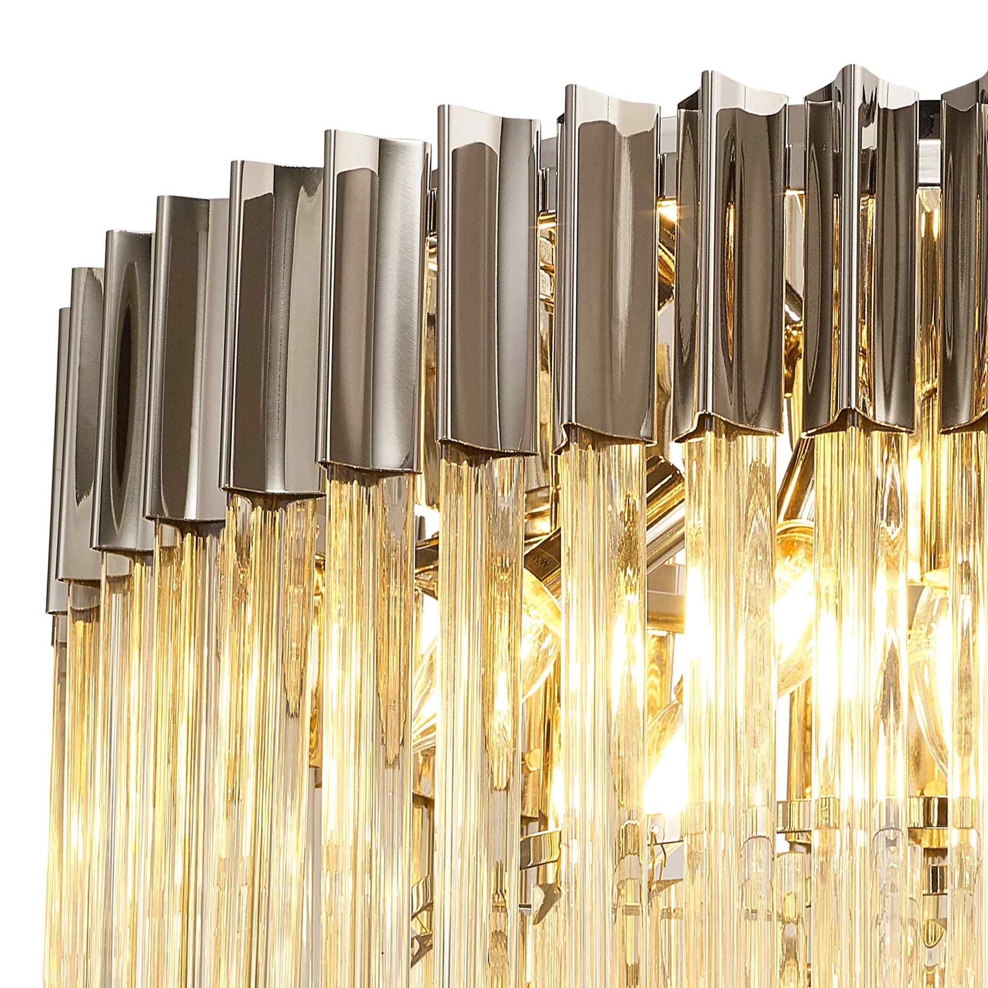 NL89409 Vienna 7 Light Ceiling Light Polished Nickel Cognac