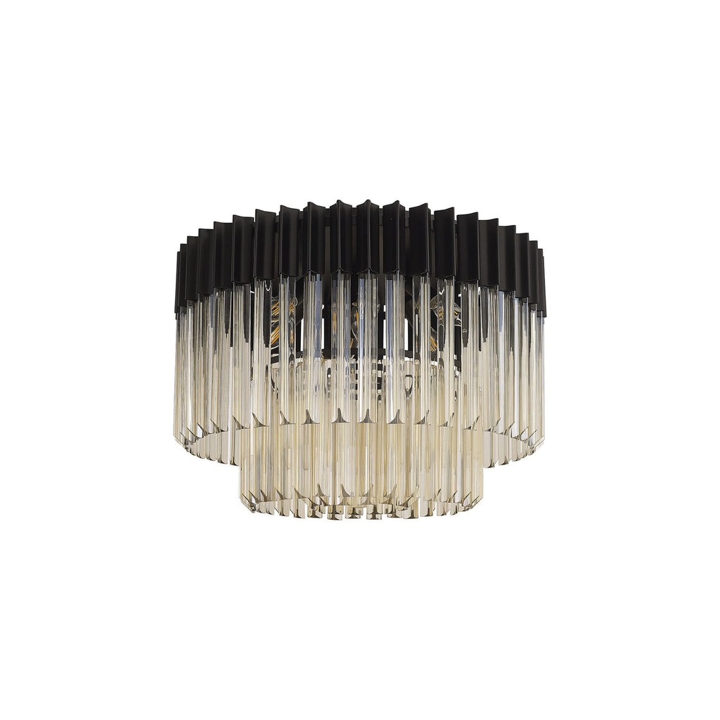 NL89439 Vienna 7 Light Ceiling Light Matt Black Cognac