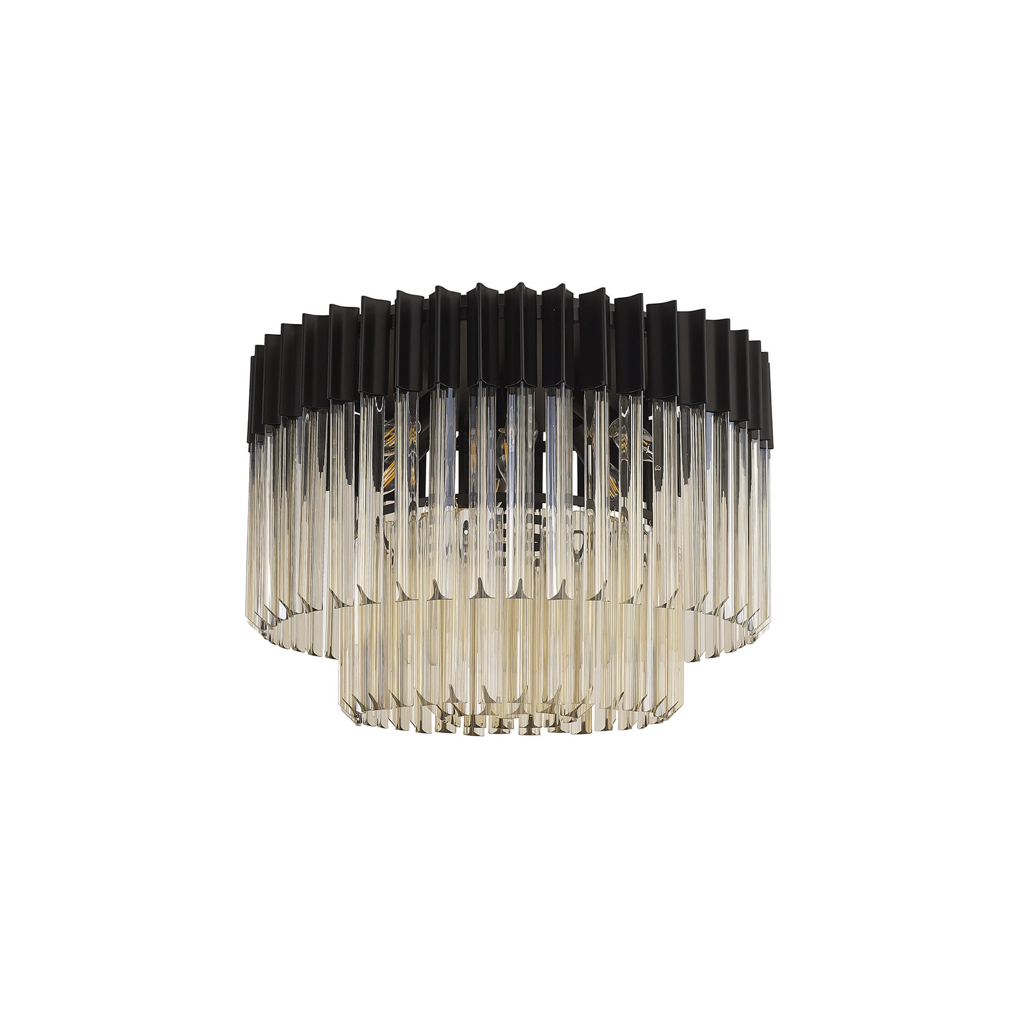 NL89439 Vienna 7 Light Ceiling Light Matt Black Cognac