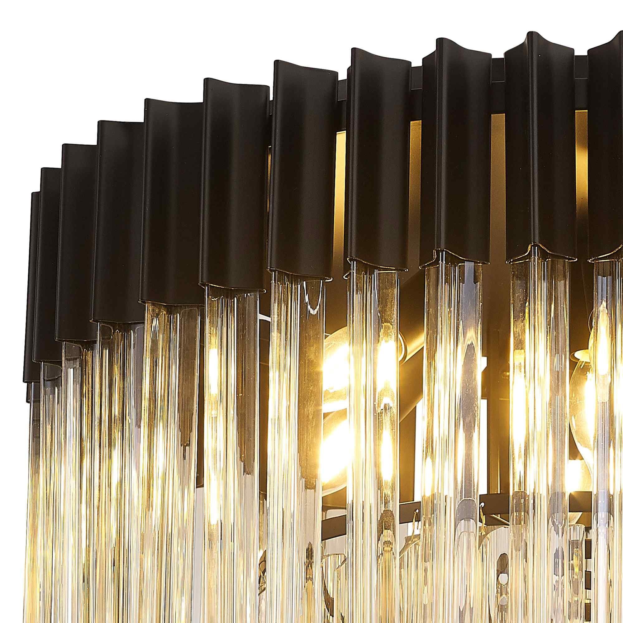 NL89439 Vienna 7 Light Ceiling Light Matt Black Cognac