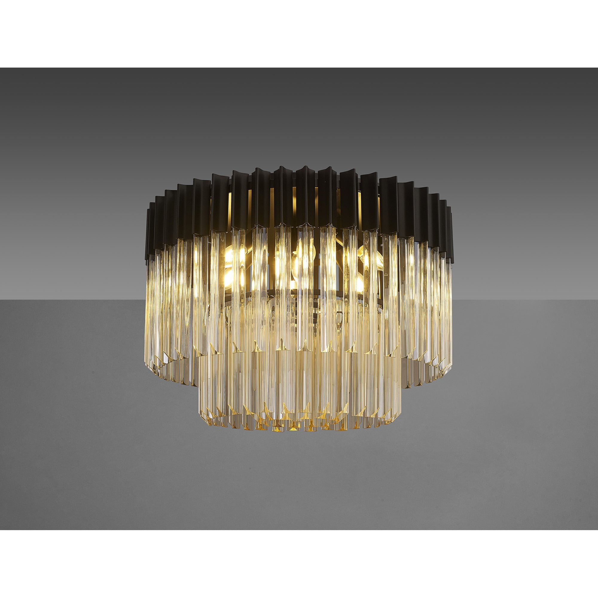 NL89439 Vienna 7 Light Ceiling Light Matt Black Cognac