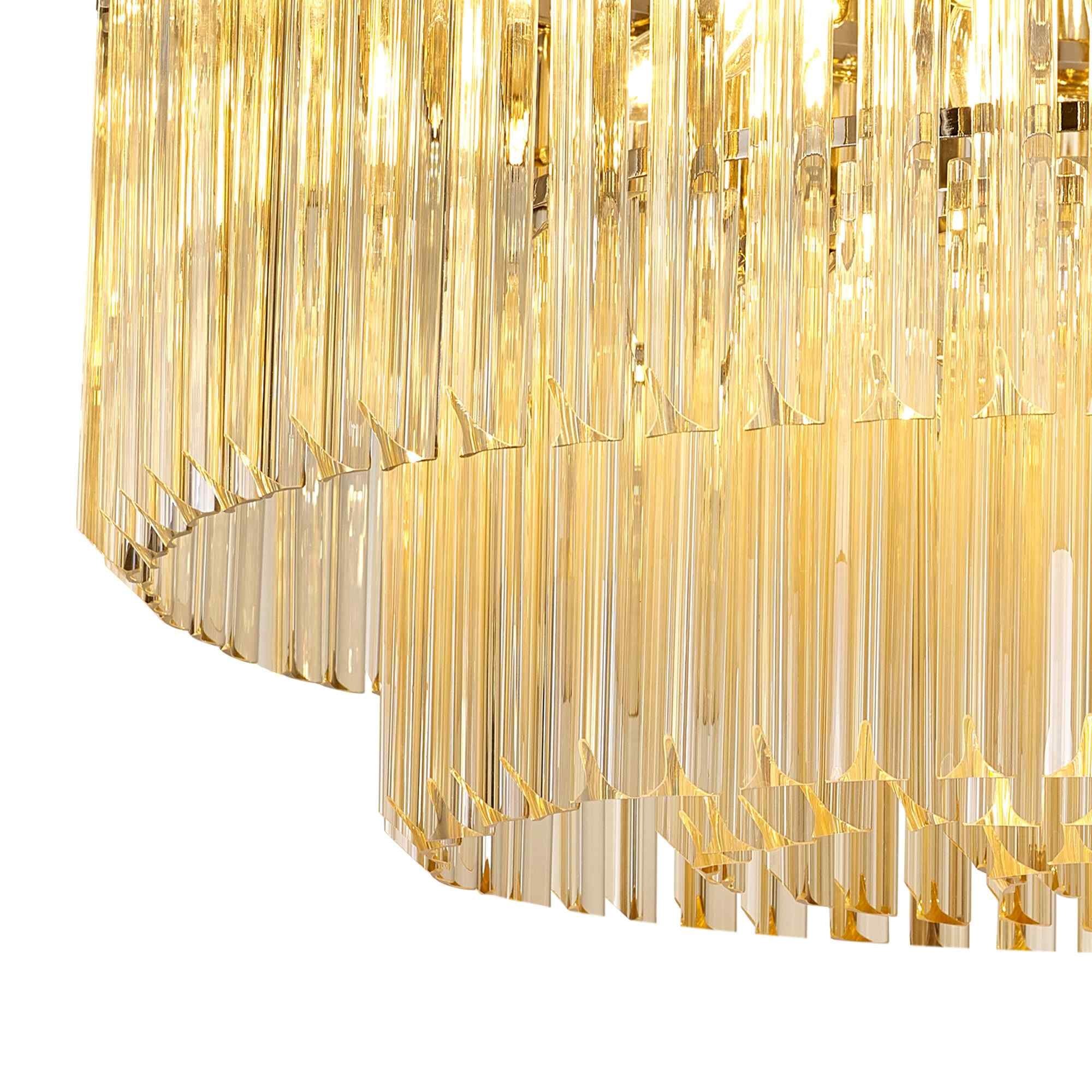 NL89469 Vienna  12 Light Ceiling Light Polished Nickel Cognac