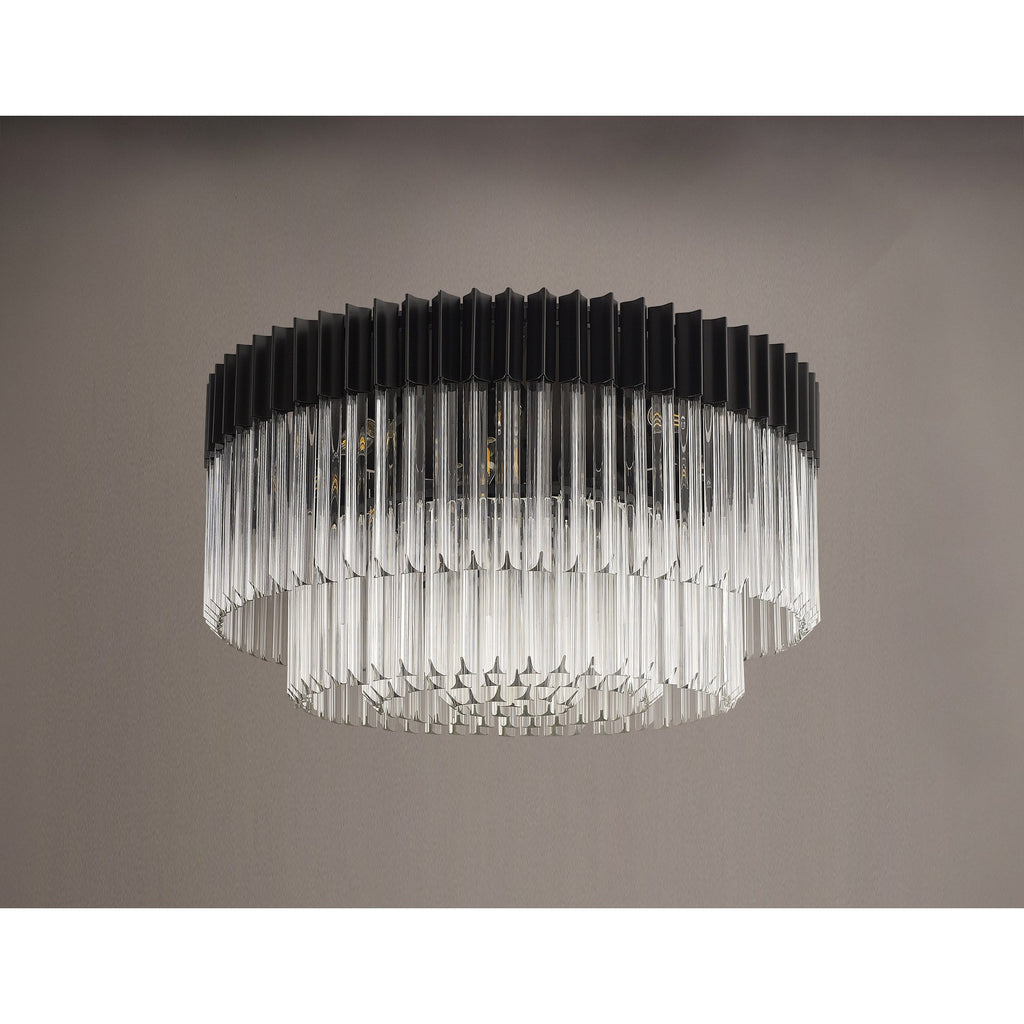 NL89479 Vienna 12 Light Ceiling Light Matt Black Clear
