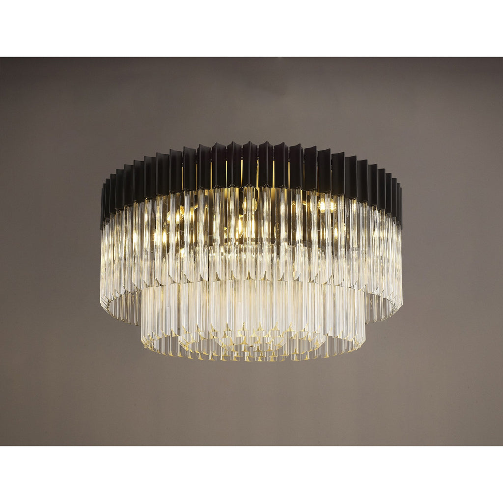 NL89479 Vienna 12 Light Ceiling Light Matt Black Clear
