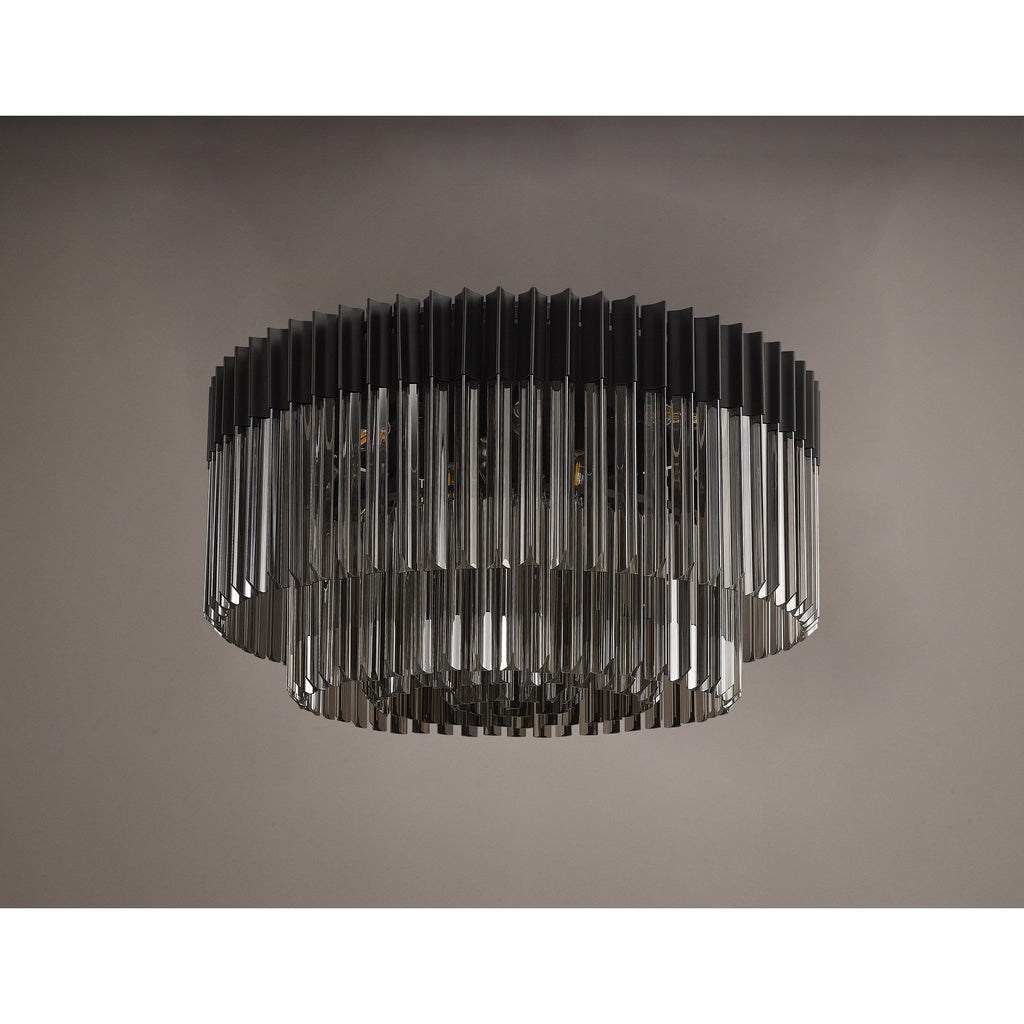 NL89489 Vienna 12 Light Ceiling Light Matt Black Smoked