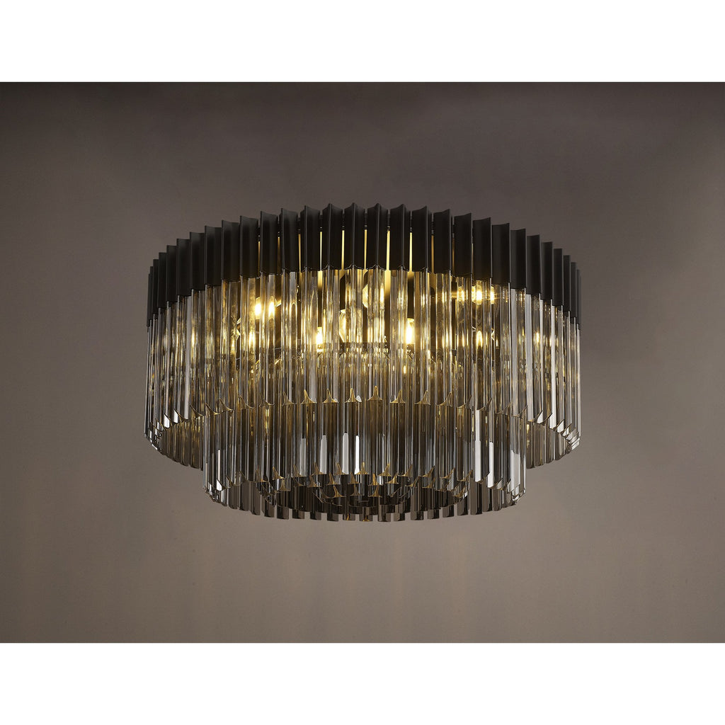 NL89489 Vienna 12 Light Ceiling Light Matt Black Smoked