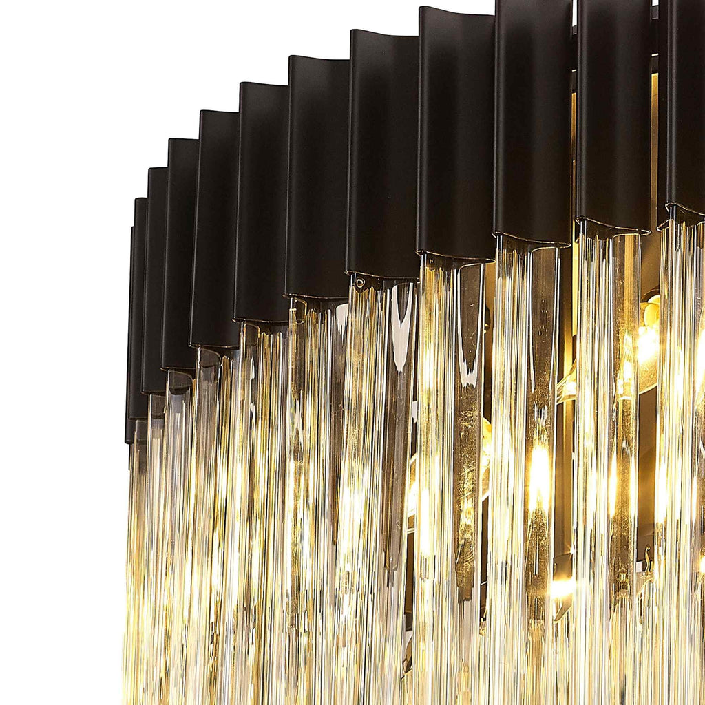 NL89499 Vienna 12 Light Ceiling Light Matt Black Cognac