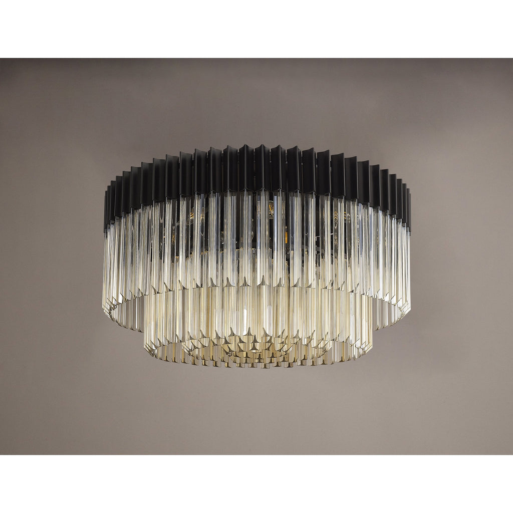 NL89499 Vienna 12 Light Ceiling Light Matt Black Cognac