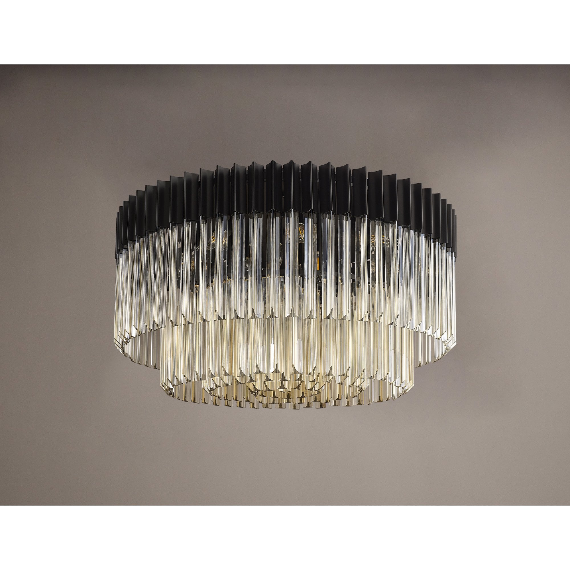 NL89499 Vienna 12 Light Ceiling Light Matt Black Cognac