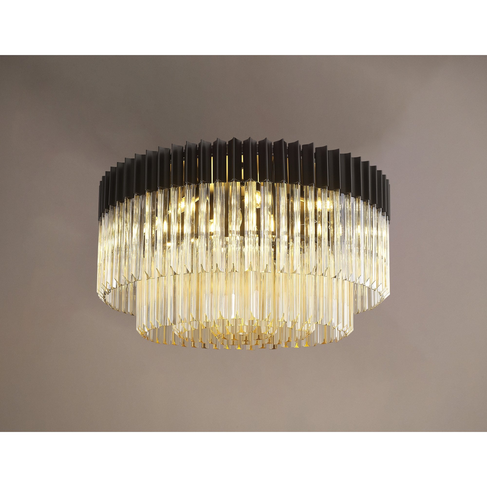 NL89499 Vienna 12 Light Ceiling Light Matt Black Cognac