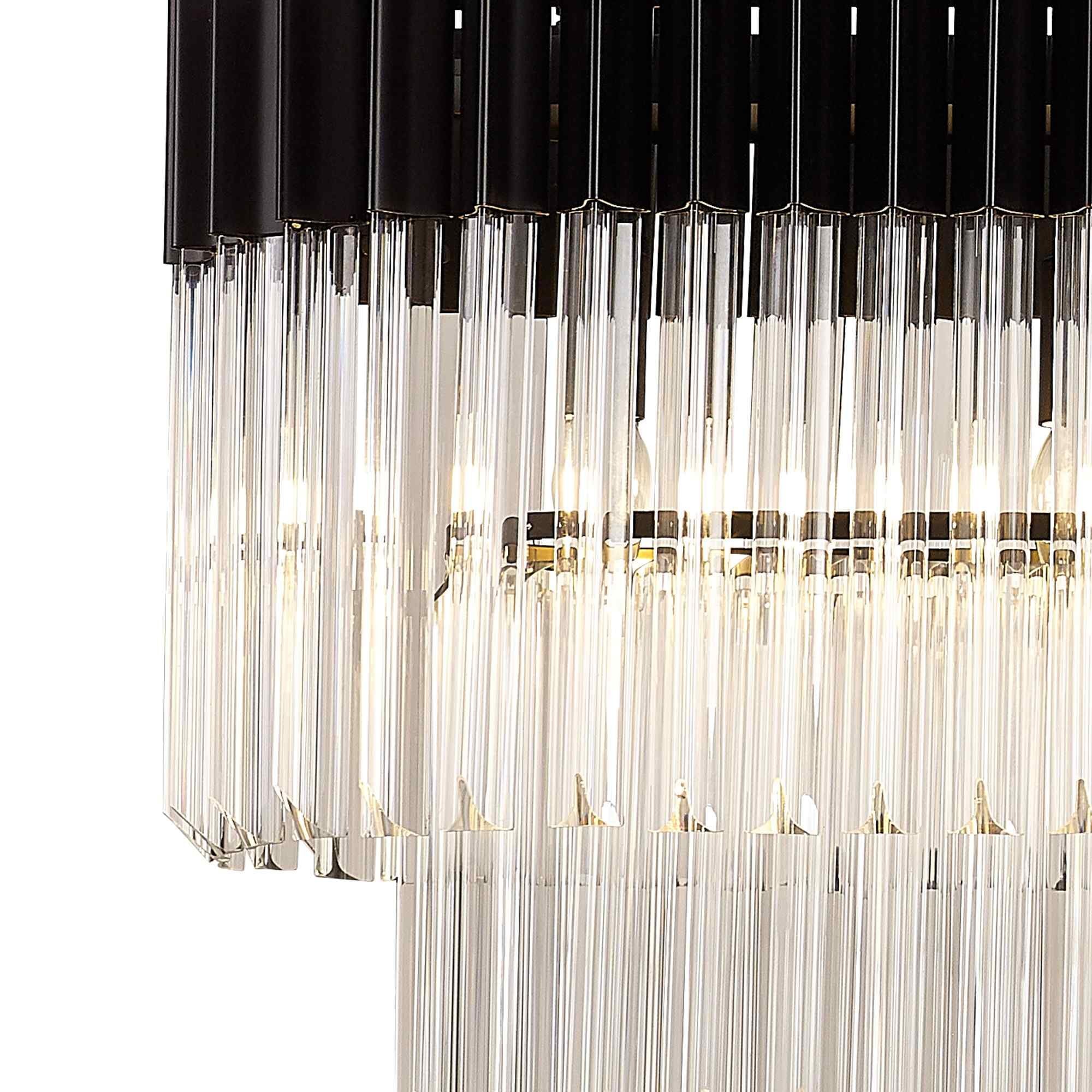 NL89539 Vienna 5 Light Rectangle Pendant Matt Black Clear