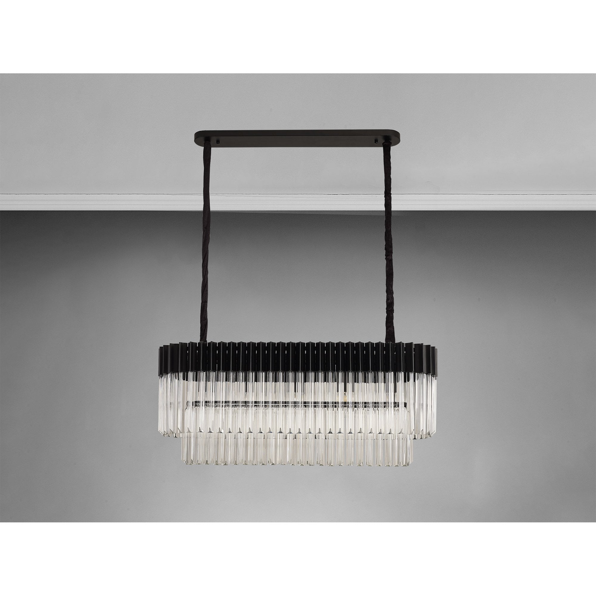NL89539 Vienna 5 Light Rectangle Pendant Matt Black Clear