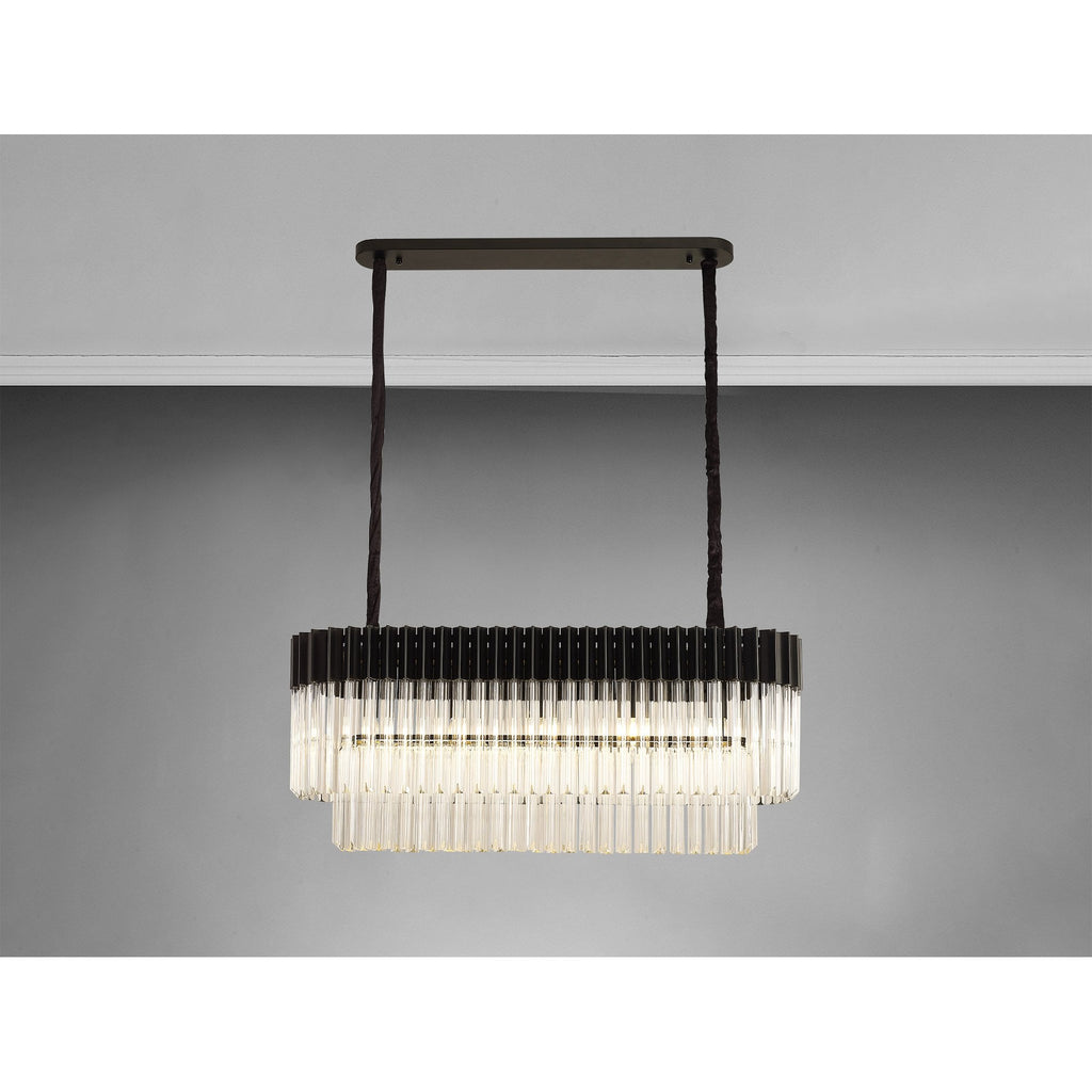 NL89539 Vienna 5 Light Rectangle Pendant Matt Black Clear