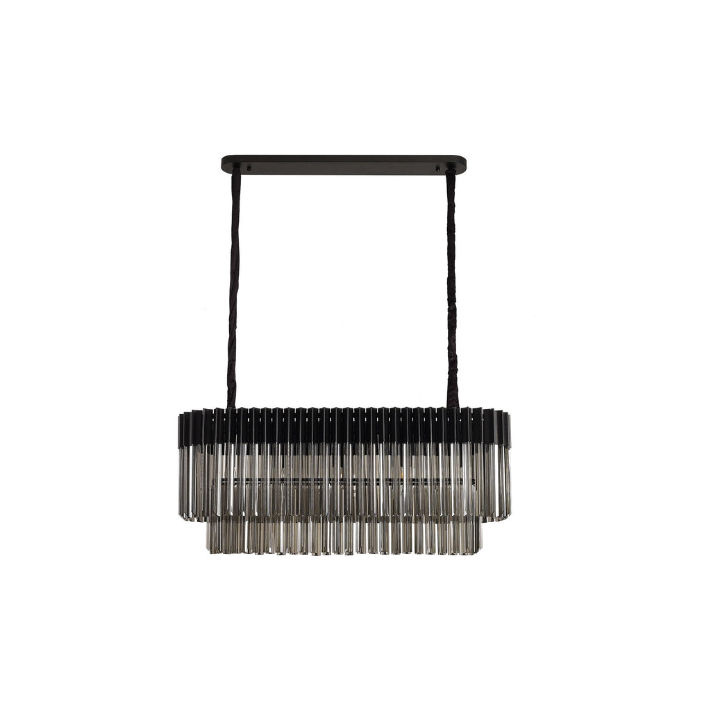 NL89549 Vienna 5 Light Rectangle Pendant Matt Black Smoked