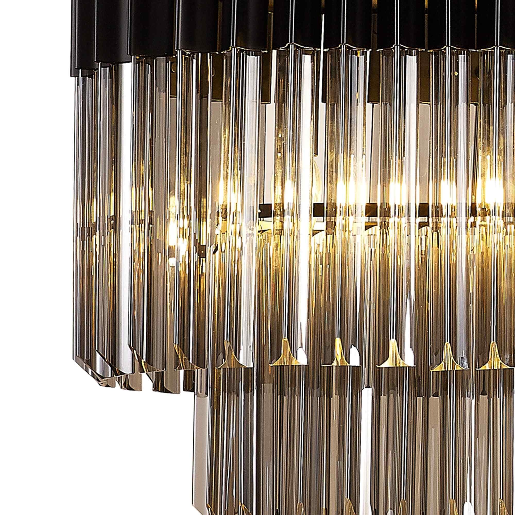 NL89549 Vienna 5 Light Rectangle Pendant Matt Black Smoked