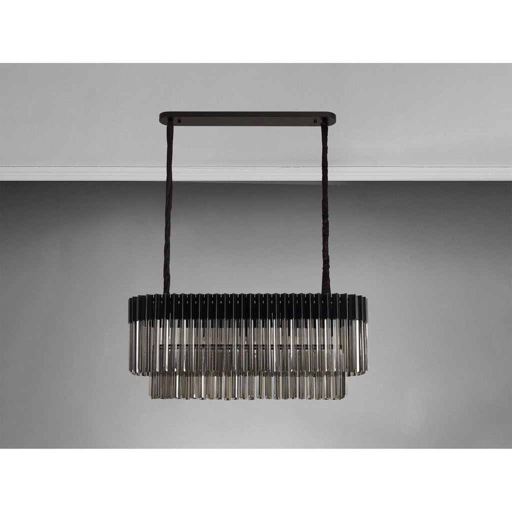 NL89549 Vienna 5 Light Rectangle Pendant Matt Black Smoked